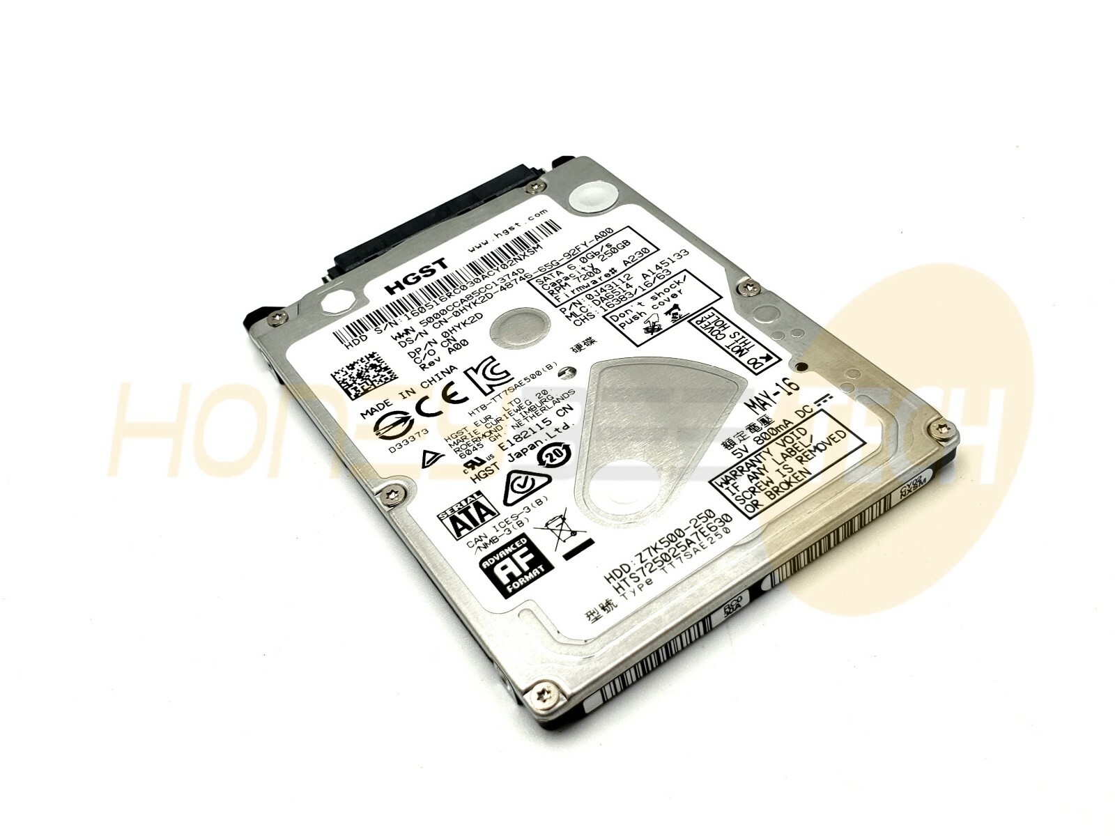 GENUINE DELL 250GB 2.5" 7MM 7200RPM SATA HARD DRIVE HTS725025A7E630 HYK2D TESTED