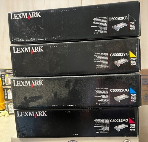 SET OF 4 - Genuine Lexmark C500S2KG, C500S2CG,C500S2MG, C500S2YG (KCMY) Toners