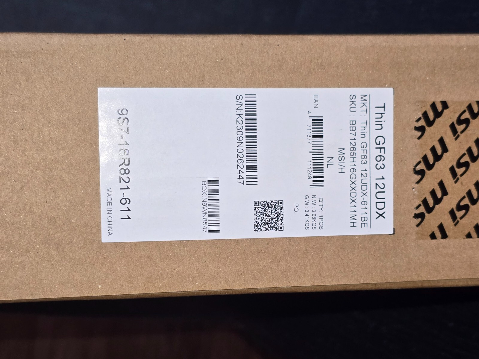 MSI Thin GF63 12UDX-611BE