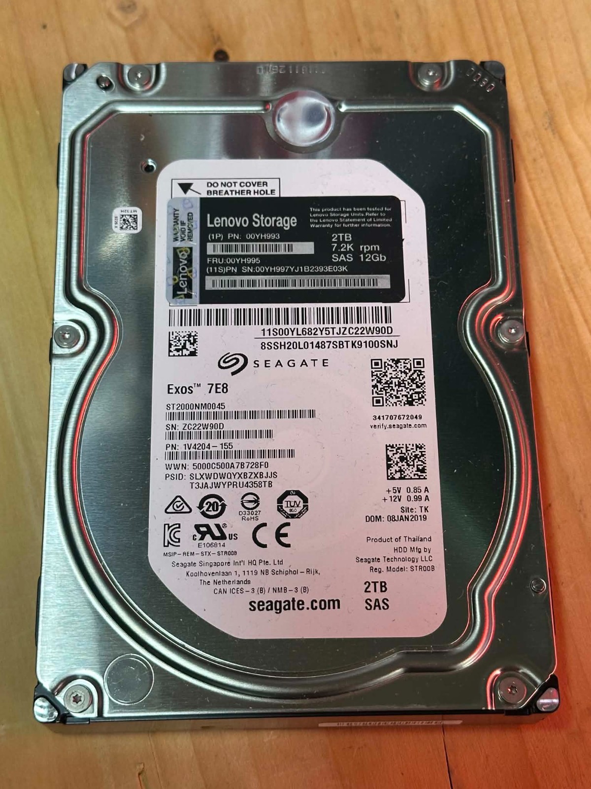 Seagate Exos 7E8 2TB SAS 12Gb/s 7.2K HDD ST2000NM0045 Lenovo 00YH993 Tested