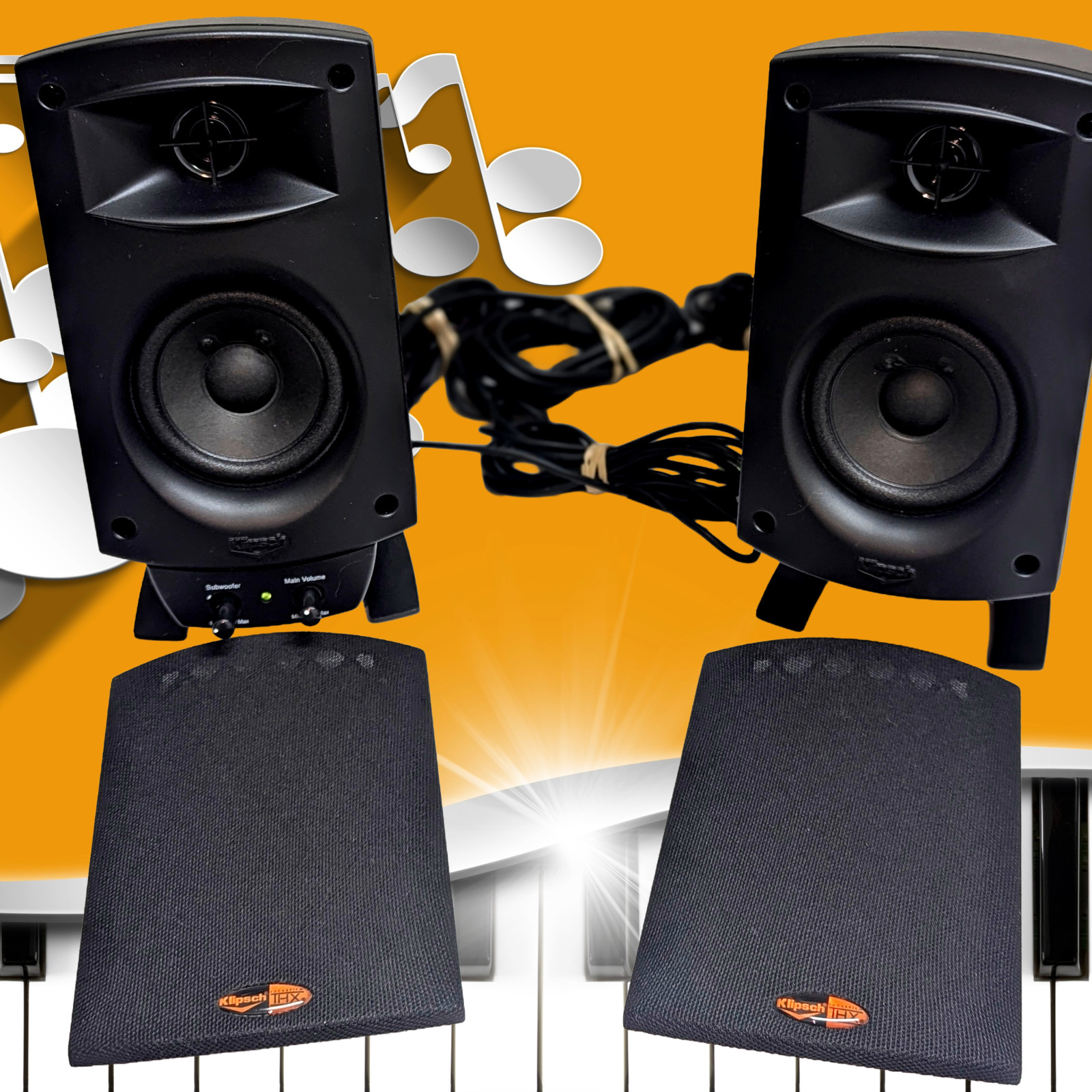 Klipsch ProMedia 2.1 THX  - (2) Satellite Computer Speakers, Control Pod/Cables