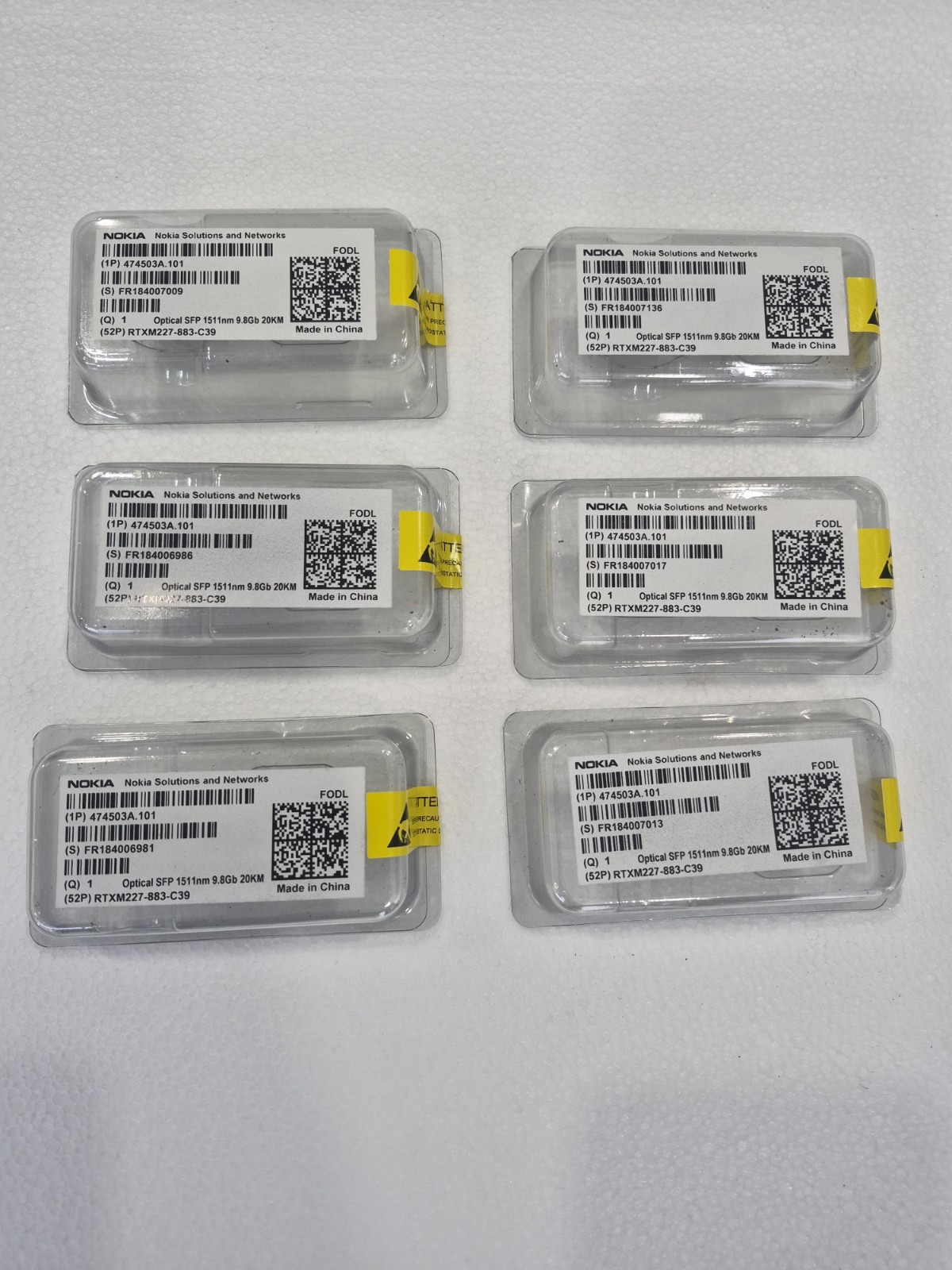 Lot Of 6 Nokia | 474503A.101 | FODL 1511nm  9.8Gb 20KM SFP Transceiver Module