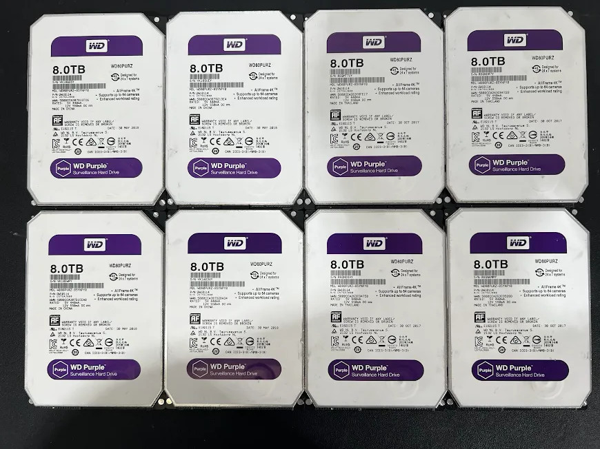 LOT OF 8- Western Digital Purple 8TB Hard Drives-#WDC WD80PURZ-85YNPY0