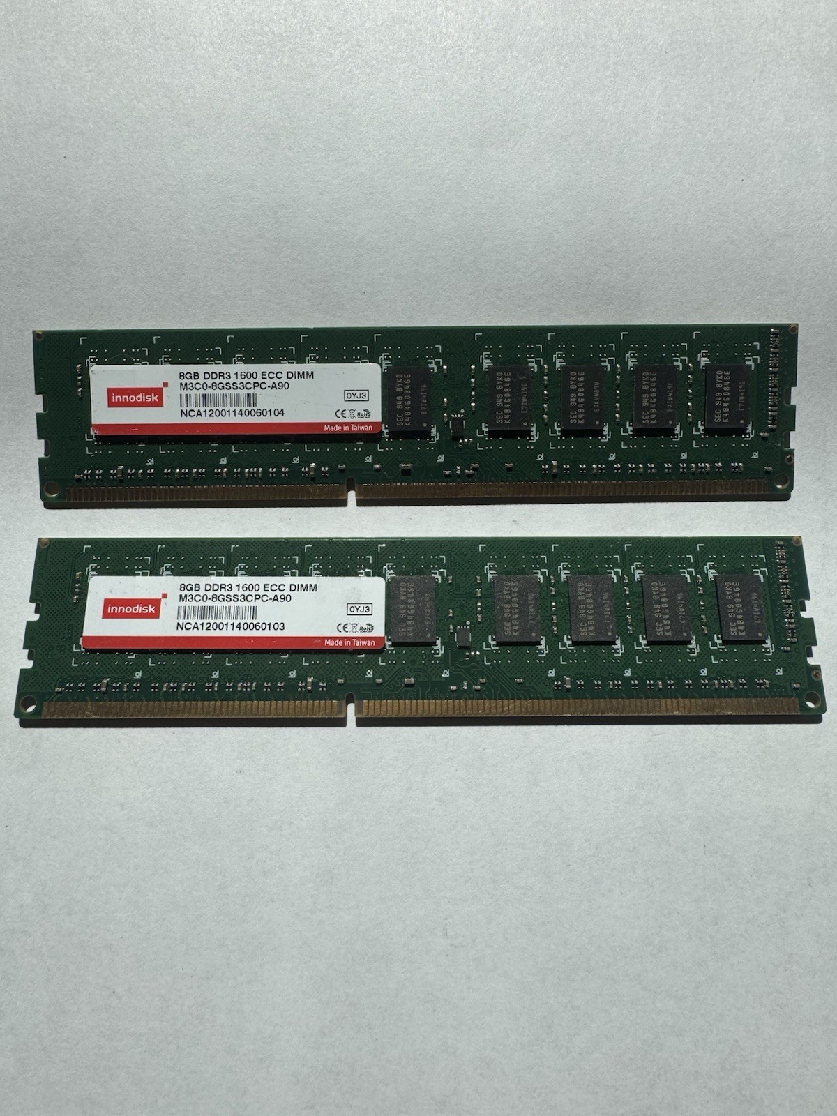 Innodisk 8GB DDR3 1600 ECC DIMM pair for 16GB total