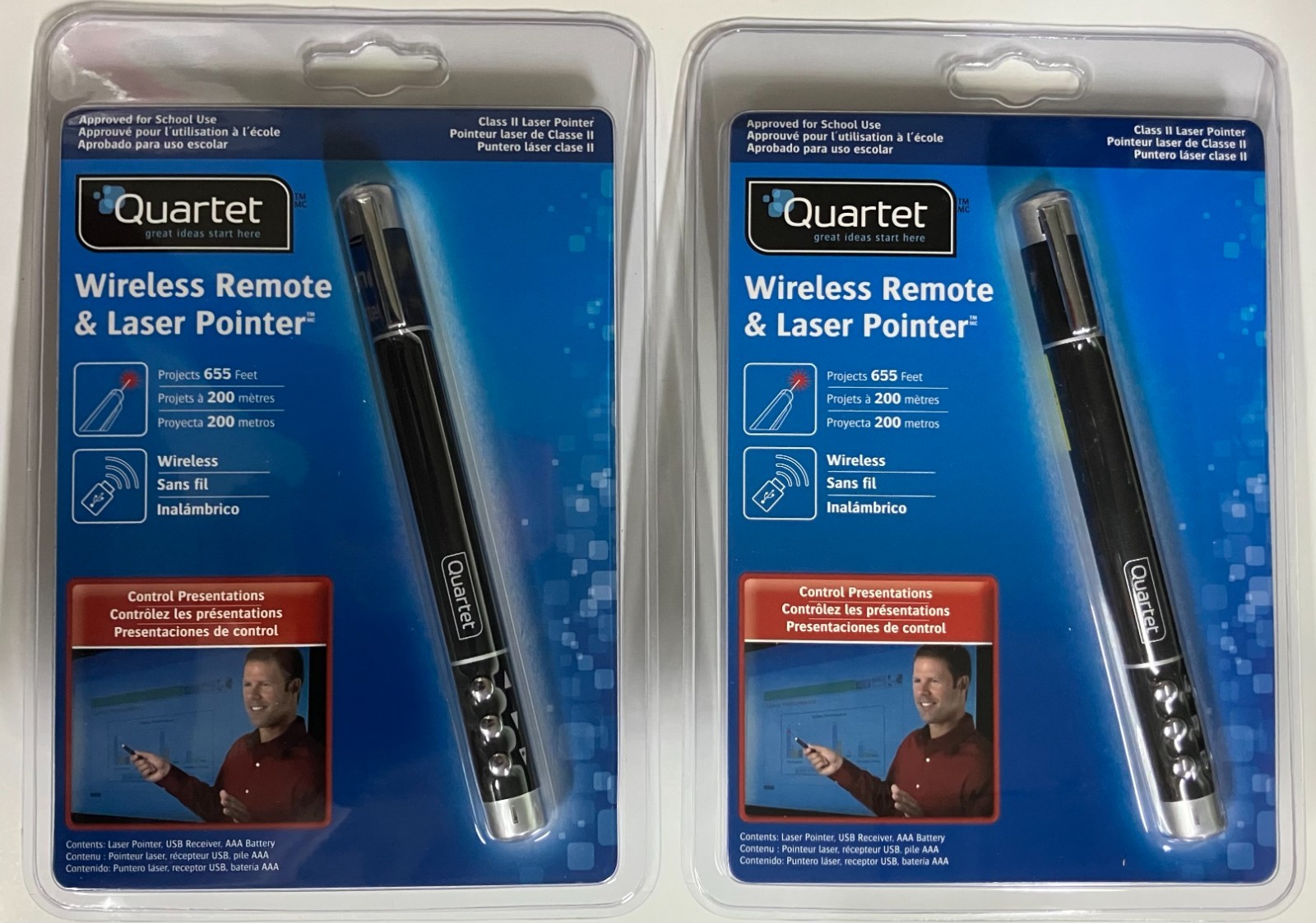 Acco Quartet Wireless Remote and Laser Pointer, 2 PACK (NEW, SHIPS FREE)