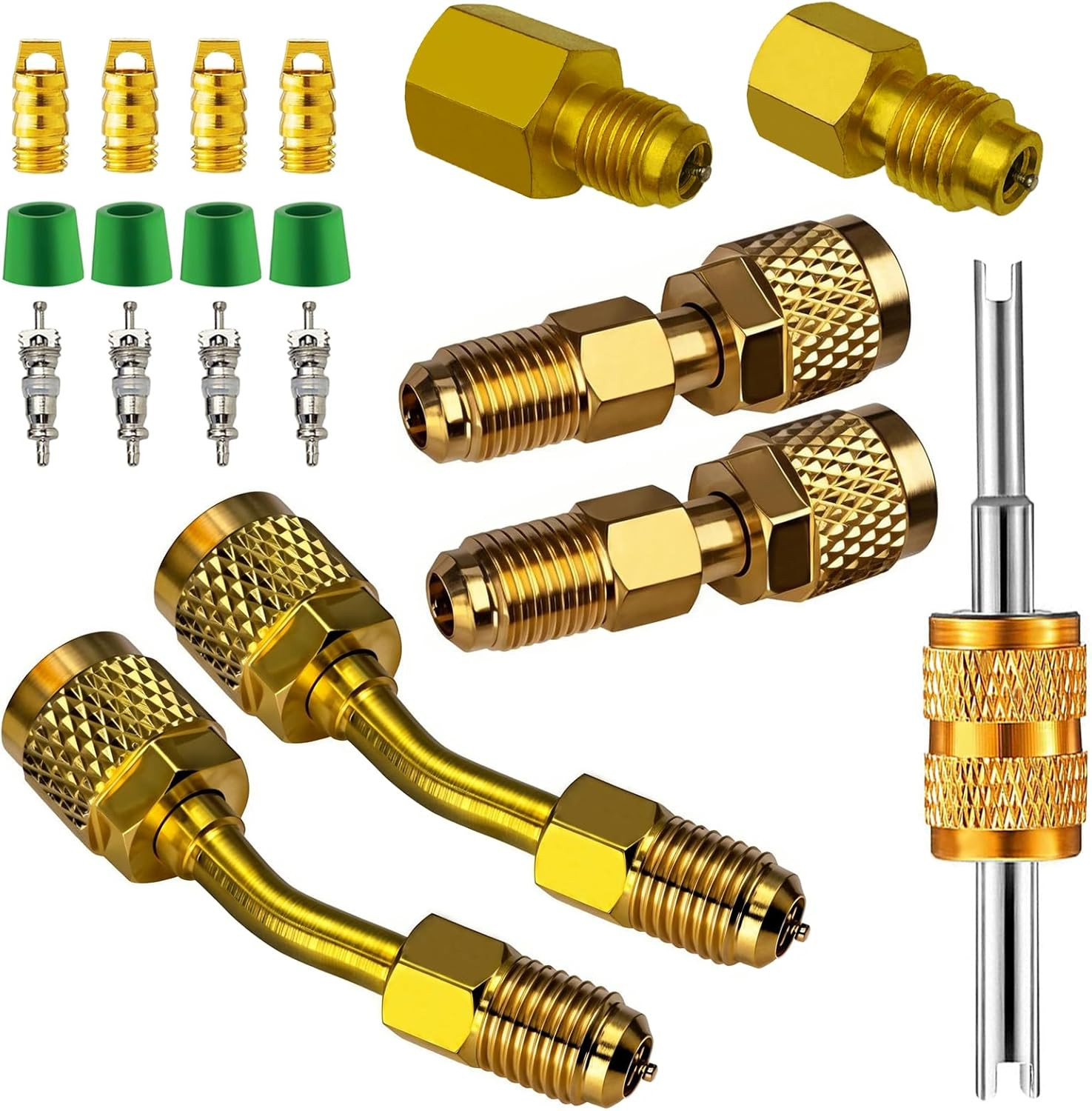 R410A Adapter for Mini Split System,5/16 Female SAE to 1/4 Male Flare,1/2’’ to 1