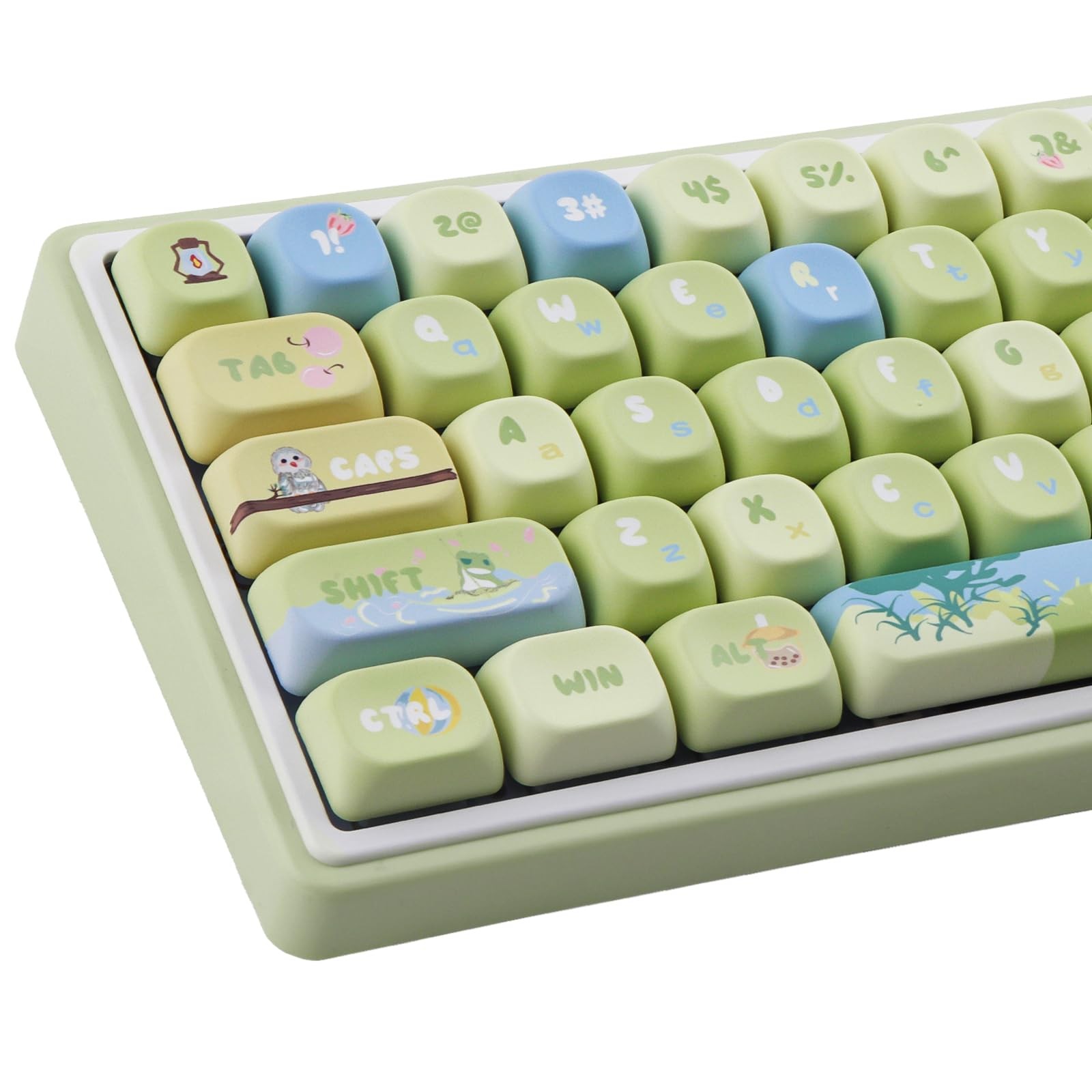 130 Keys Cute Green Keycaps MOA Profile PBT ForestThemed Dye Sub MX Switch