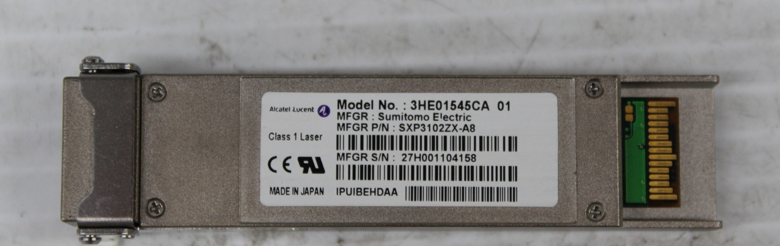 Alcatel-Lucent 3HE01545CA 01 10GBASE XFP Transceiver Module SXP3102ZX-A8 NEW