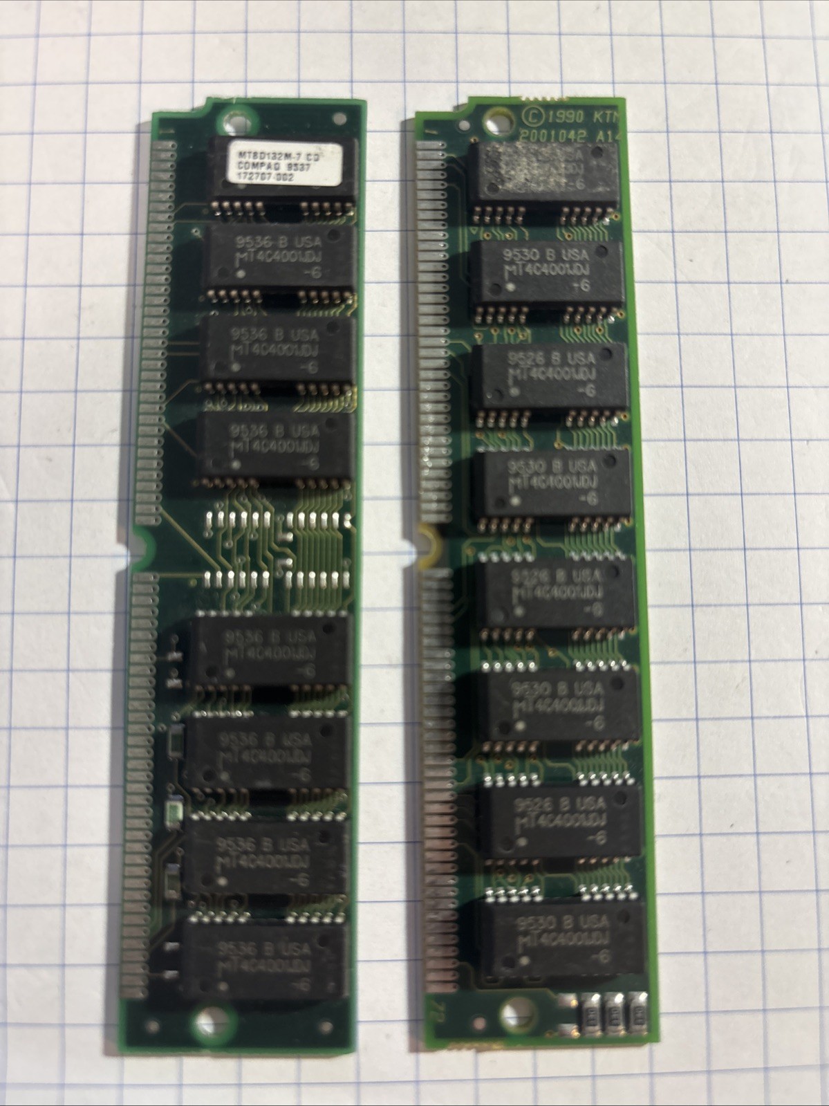 2x 4MB 72-Pin SIMM RAM Kit 60ns FPM Non-Parity Micron MT4C4001 Vintage 486 PC
