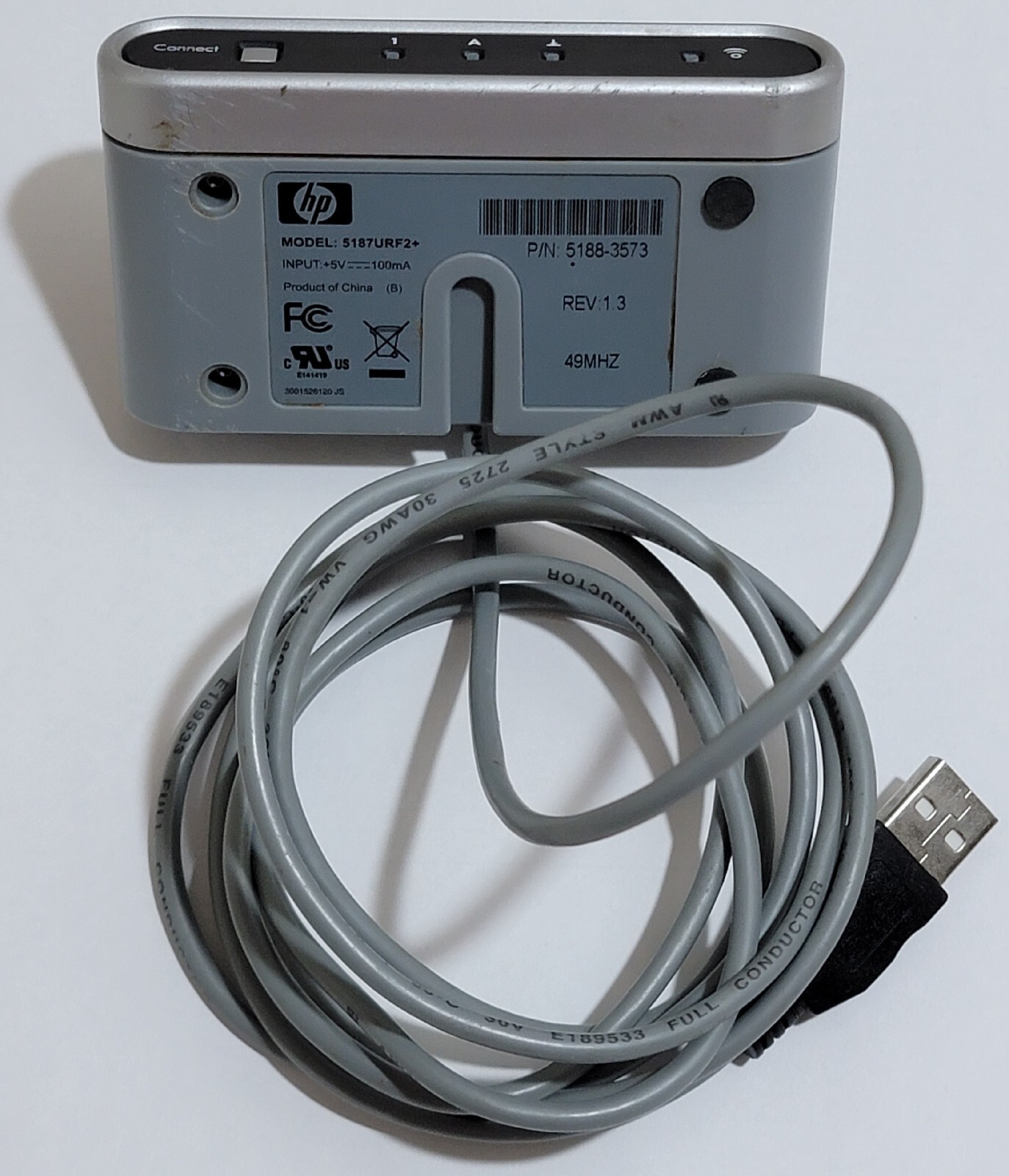 HP Model 5187URF2+ Wireless Keyboard Optical Mouse 49MHz Receiver 5188-3573
