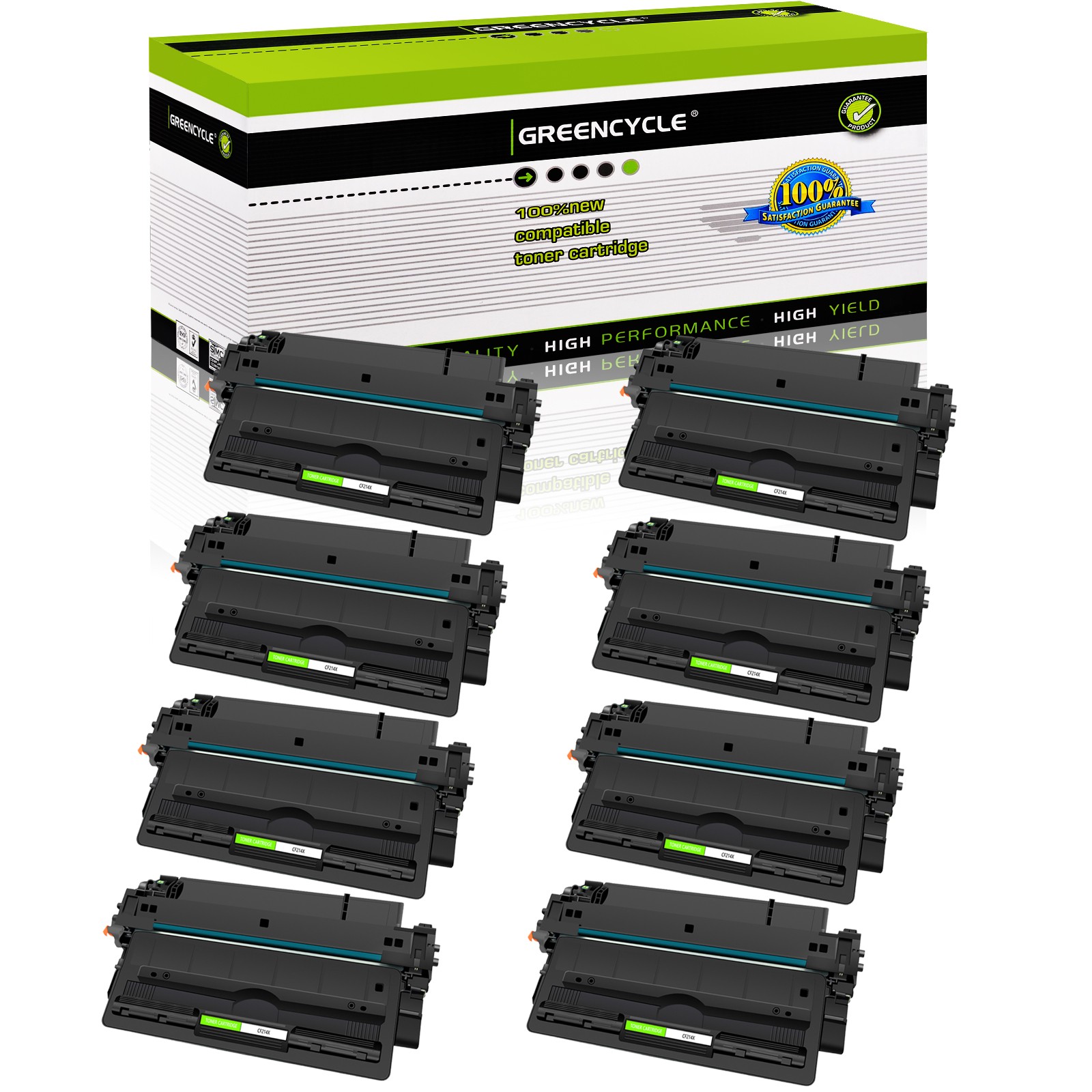 8PK CF214X 14X BK Toner Compatible with HP LaserJet Enterprise 700 M712dn M712n