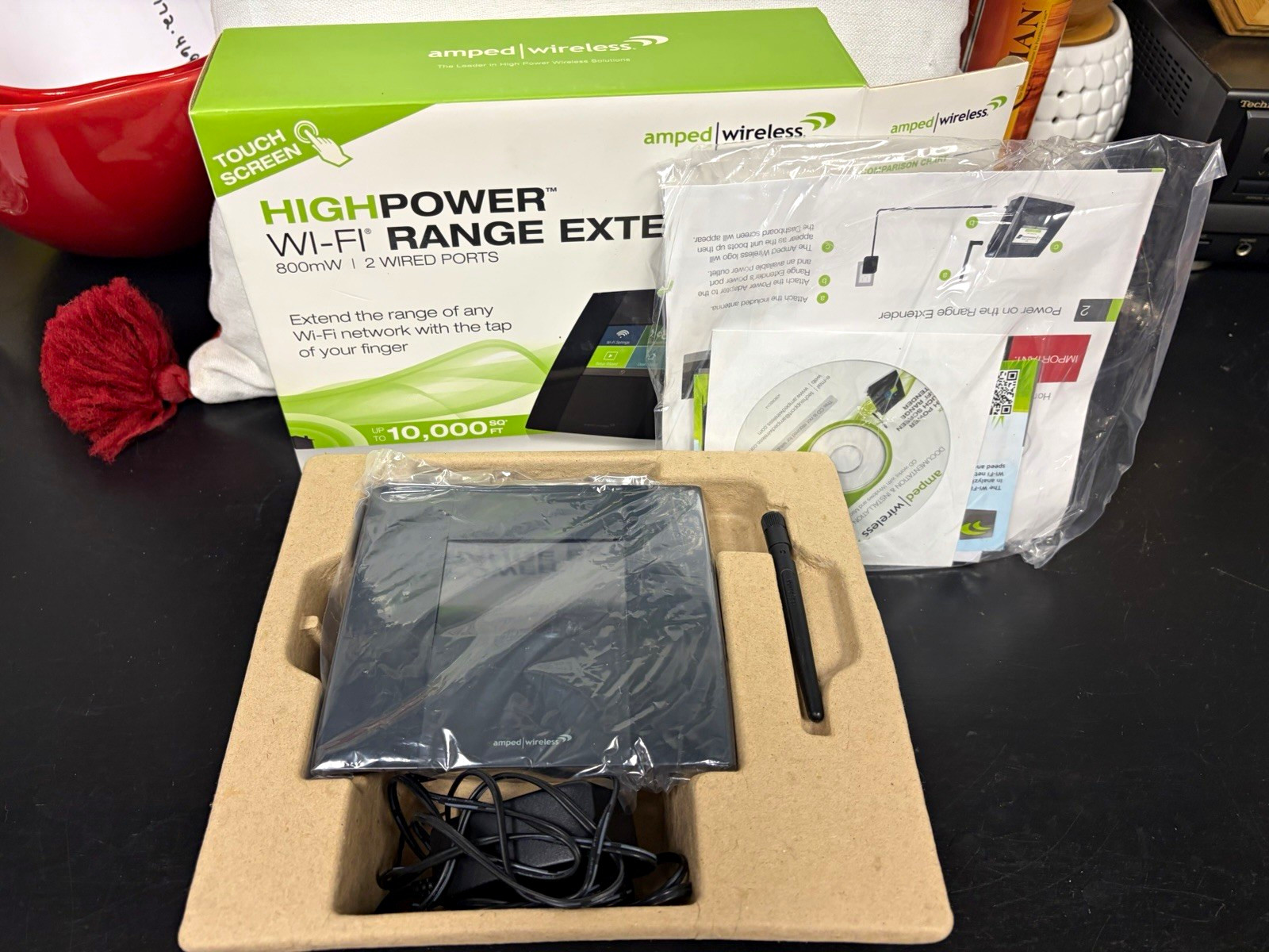 Amped Wireless TAP-100 2.4GHz Wi-Fi Range Extender Touchscreen 2 LAN Ports