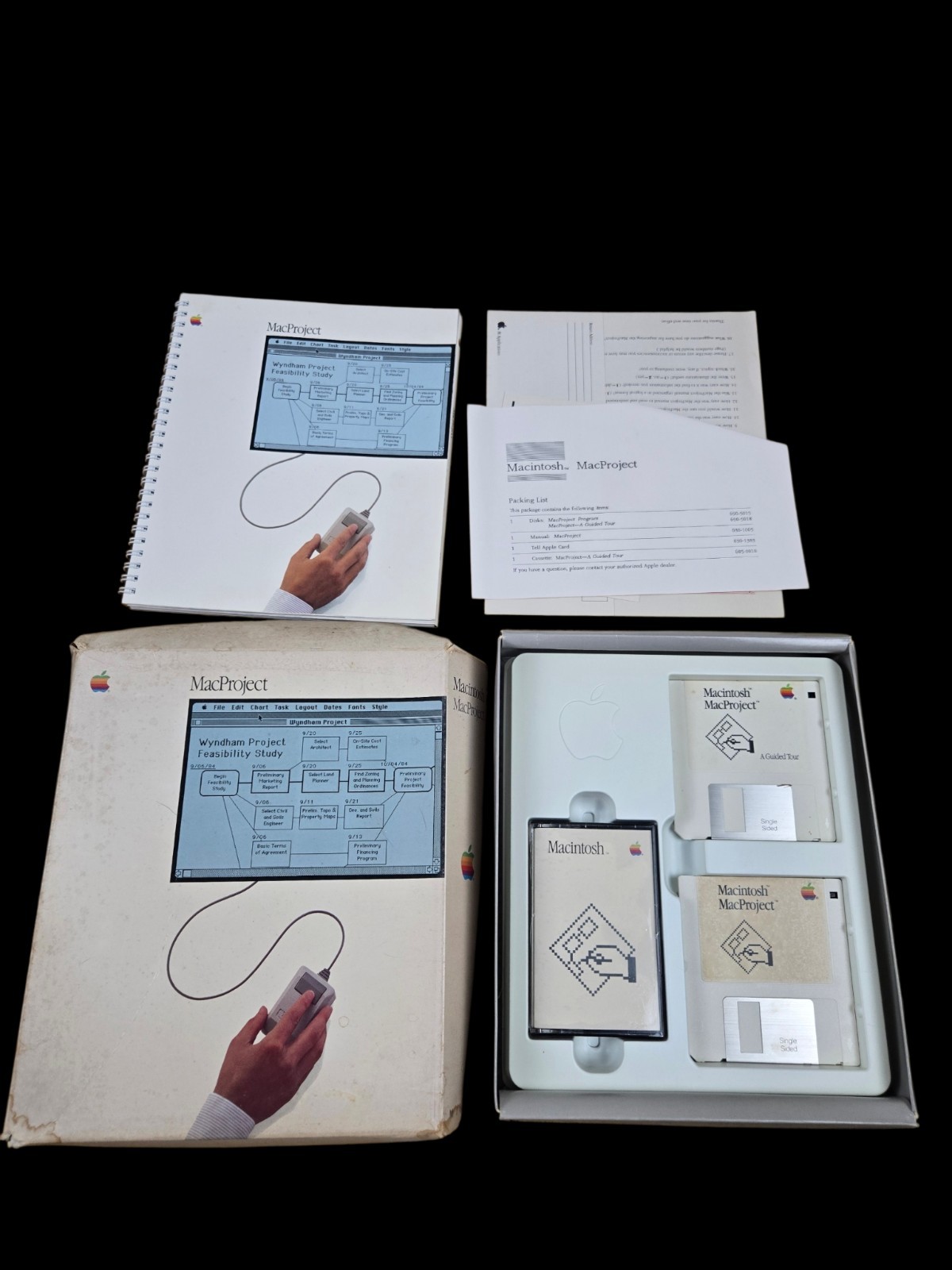 Vintage MacProject Apple Macintosh 1984 Software CIB Software w/ Manual Disks