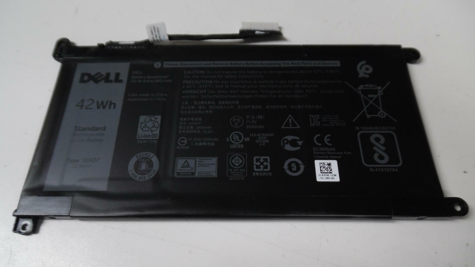 Dell Chromebook 11 3180 11.4V 3500mAh 42Wh Laptop Battery - 51KD7