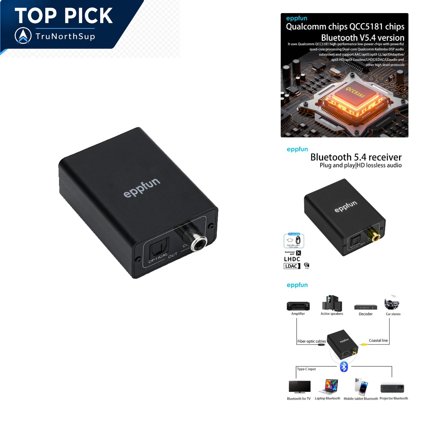 Le Audio Bluetooth 5.4 Receiver Aptx LDAC LHDC Wireless Adapter Optical Coaxial