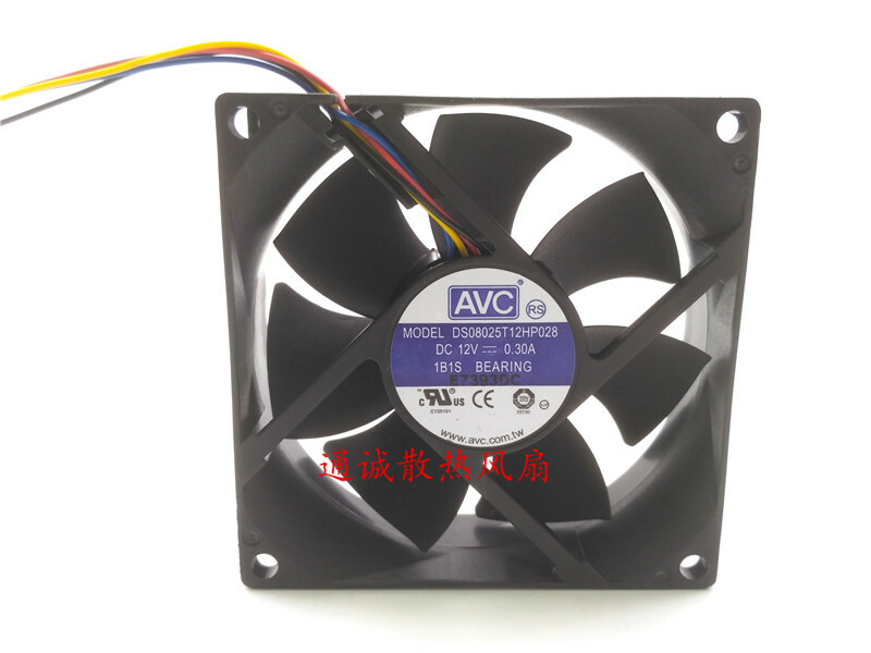 AVC DS08025T12HP028 12V 0.30A 8cm 4-wire PWM CPU silent fan