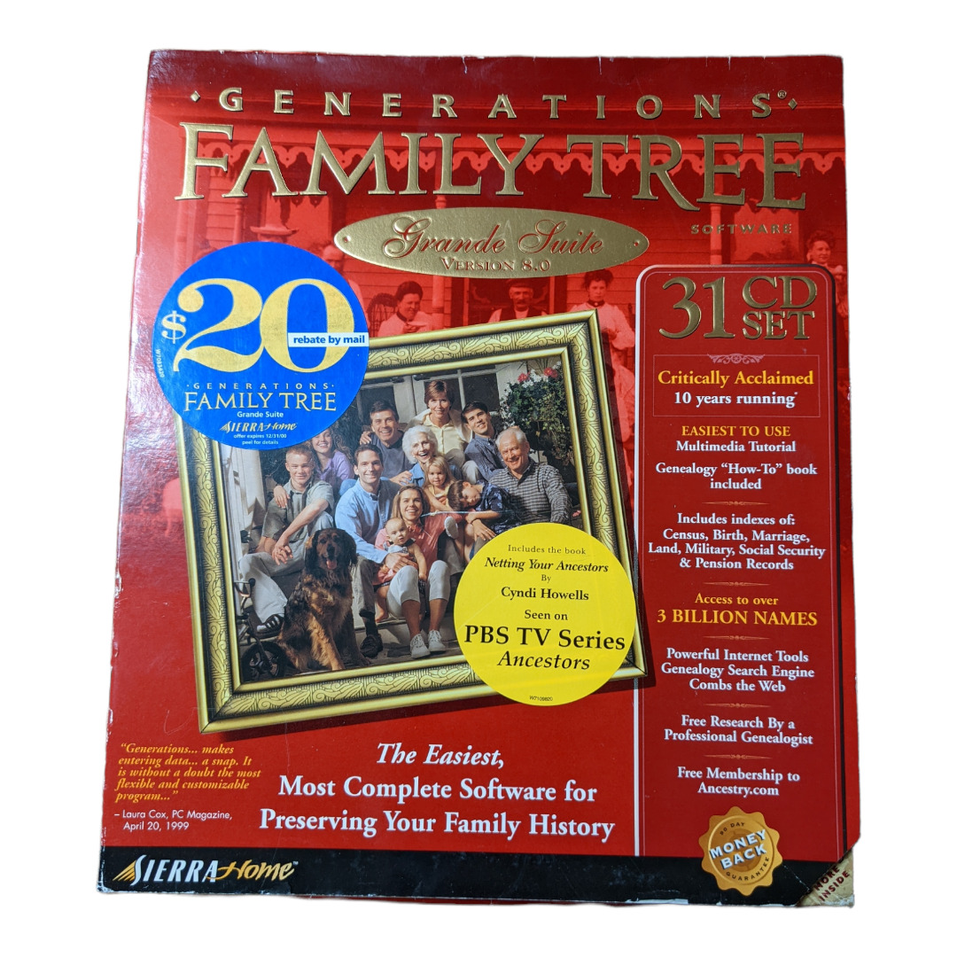NEW Generations Family Tree Software Grande Suite Version 8.0 - 31 Cd Set