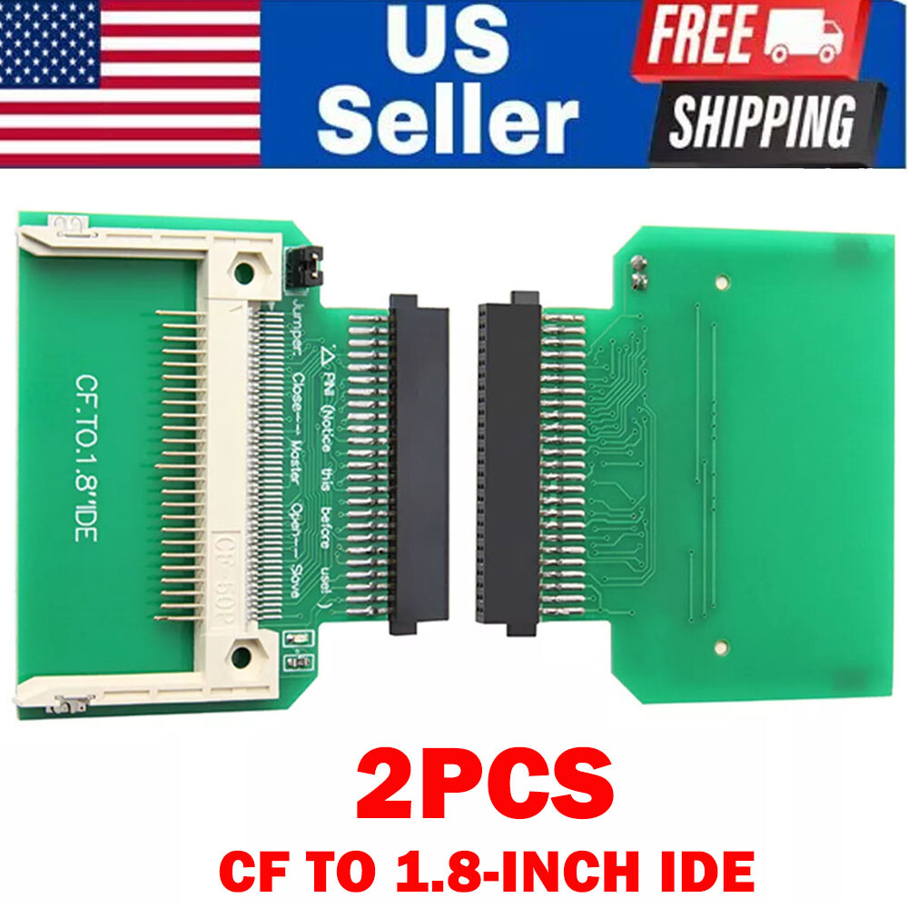 2x CF Compact Flash Memory Card To 50pin 1.8" IDE Hard Drive For SSD Adapter HOT