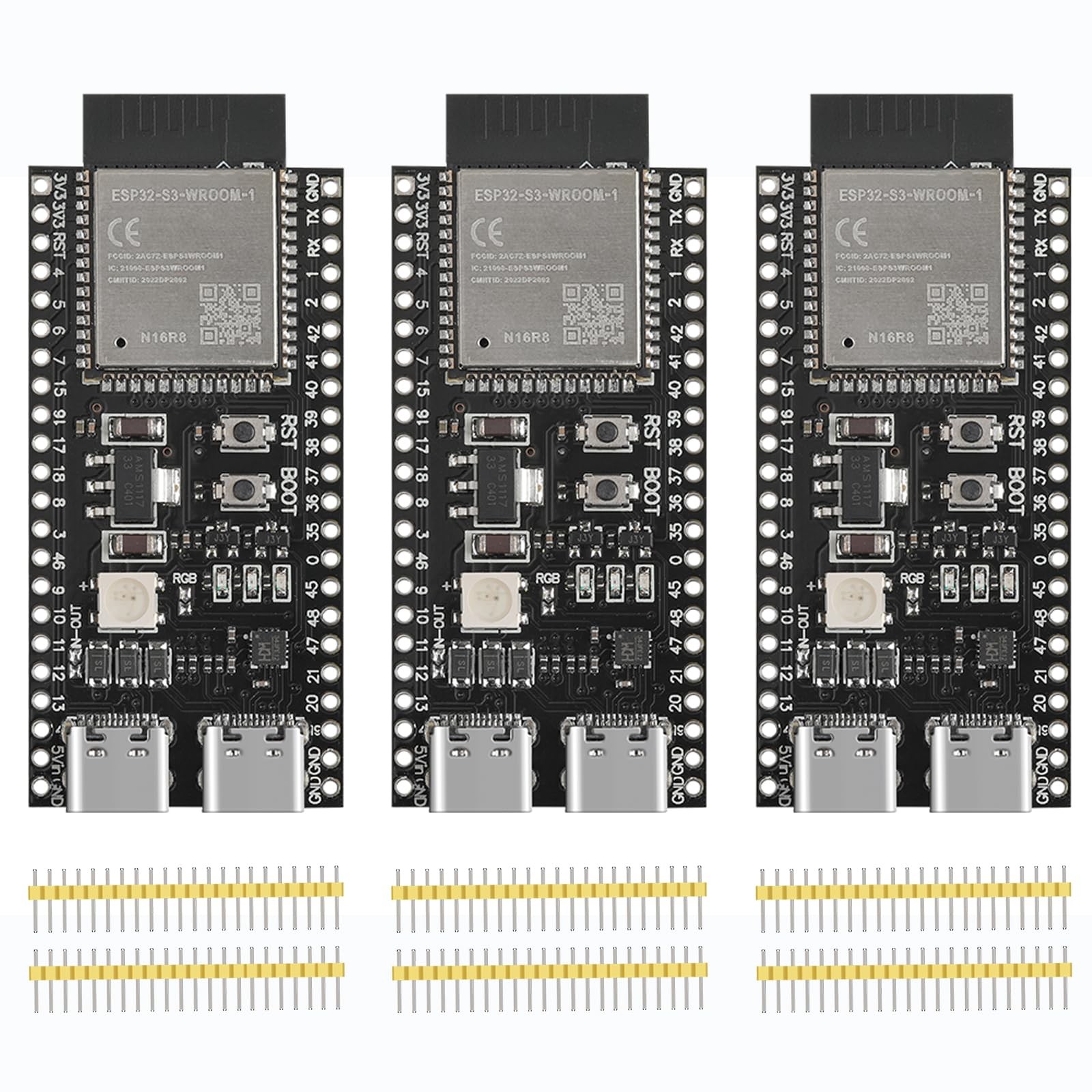 3 PCS ESP32 S3 Development Board N16R8 ESP WROOM 32 S3 WiFi Bluetooth MCU