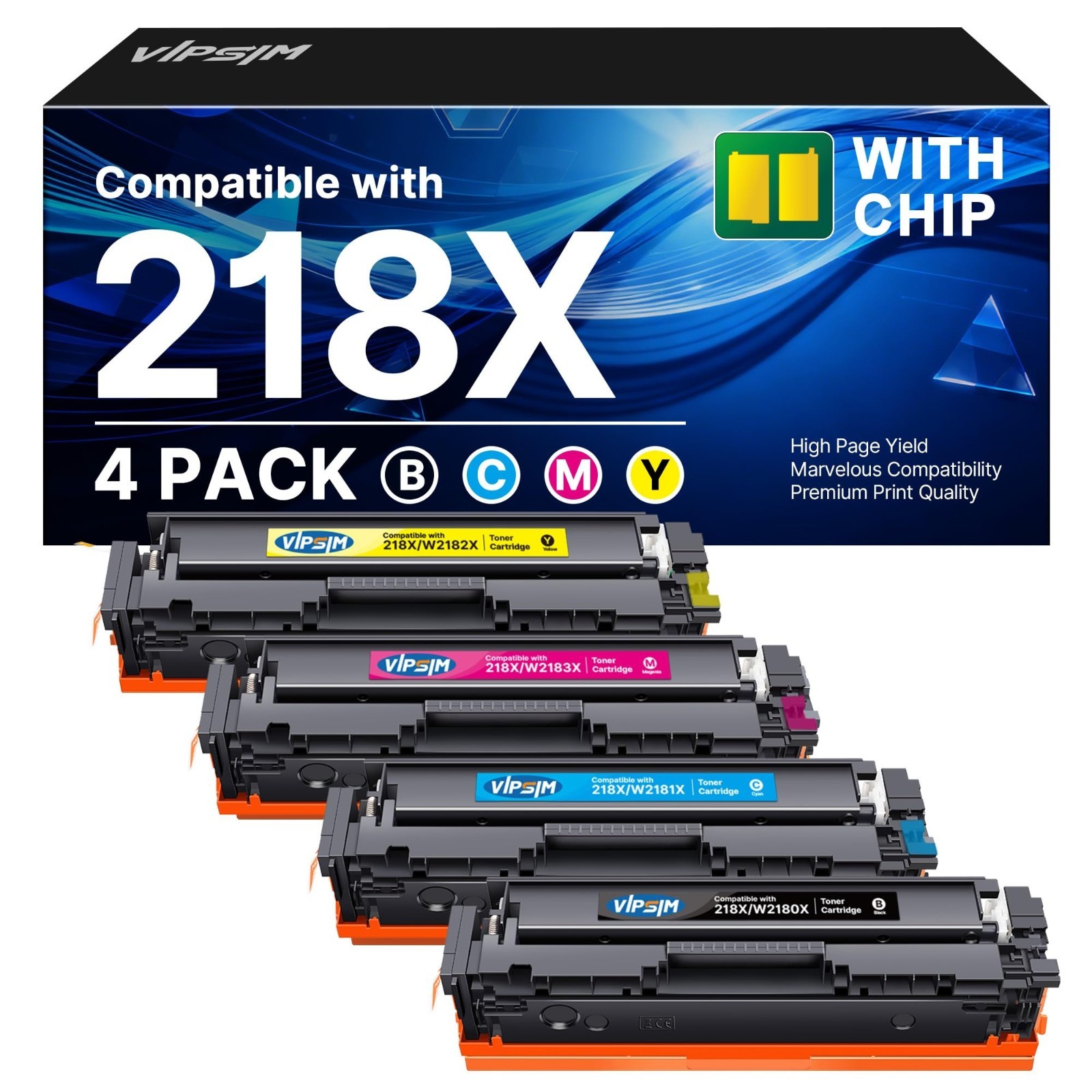 4 Pack 218X Toner for HP W2180X W2181X W2182X W2183X 218A 3301fdw High Yield