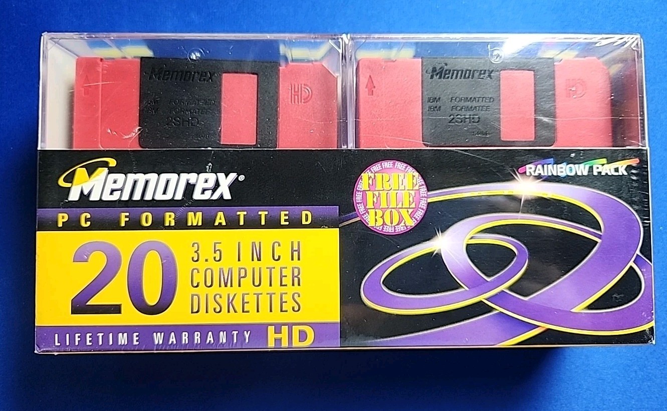 20 Memorex 3.5 HD Rainbow Pack Computer Disks IBM Format