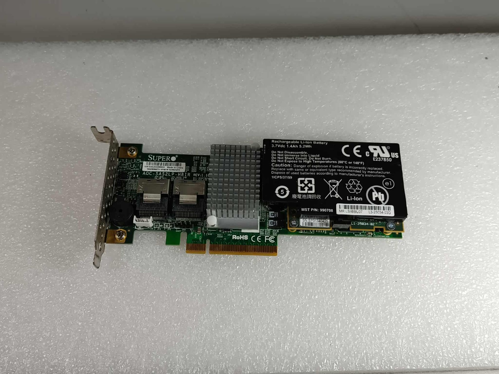 Supermicro AOC-SAS2LP-H8IR 8x Port SAS SATA RAID Controller Card + Battery