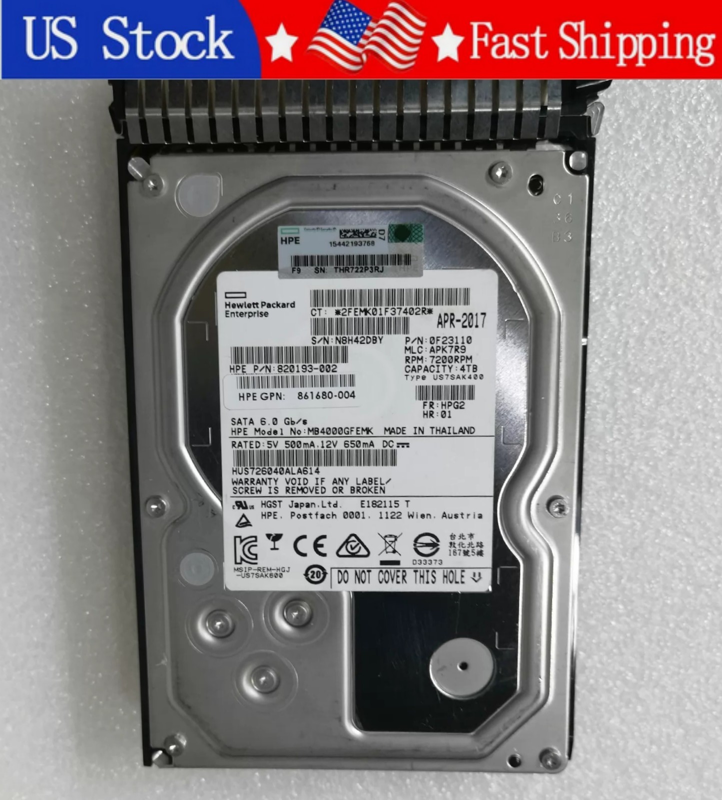New HPE 861678-B21 862127-001 820193-002 4TB SATA 6Gb 7.2K 3.5" LFF SC HDD
