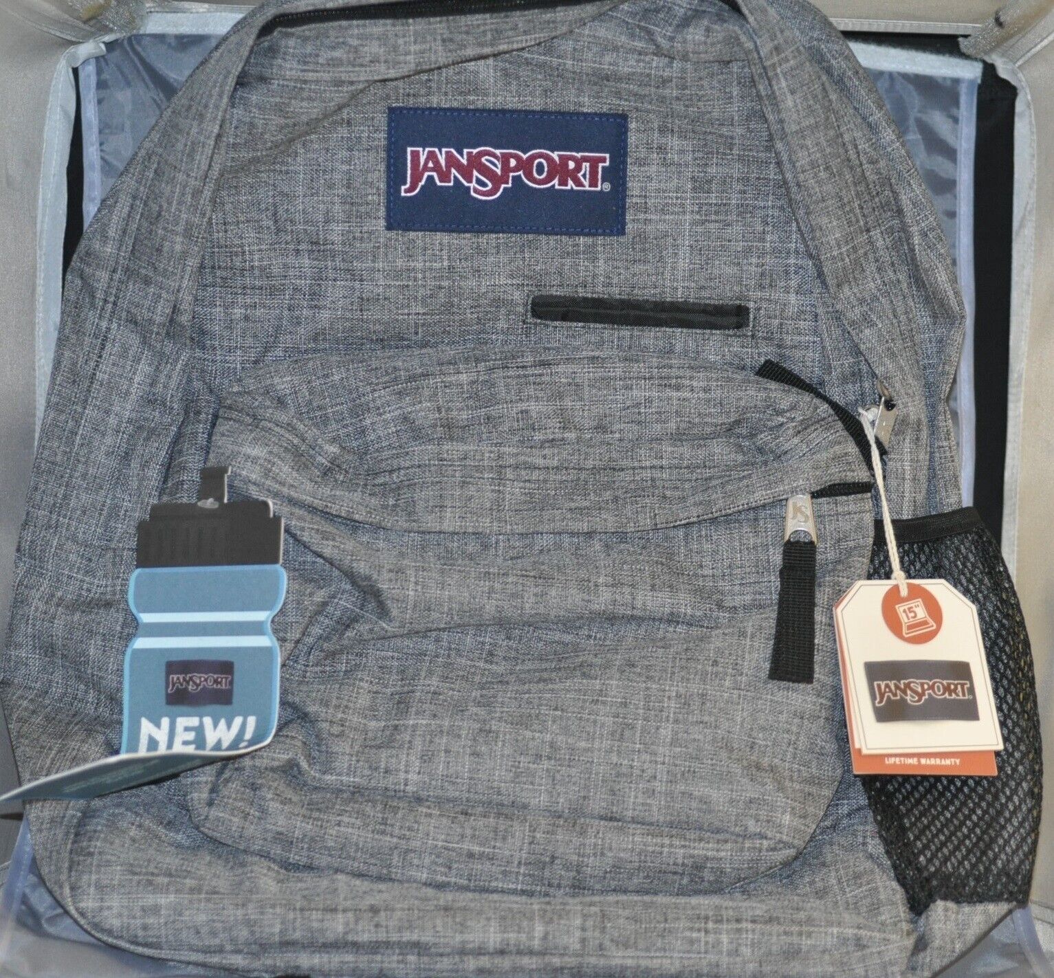 JanSport Digibreak Laptop Backpack Heathered Grey 600D 25L JS0A3EN25B1