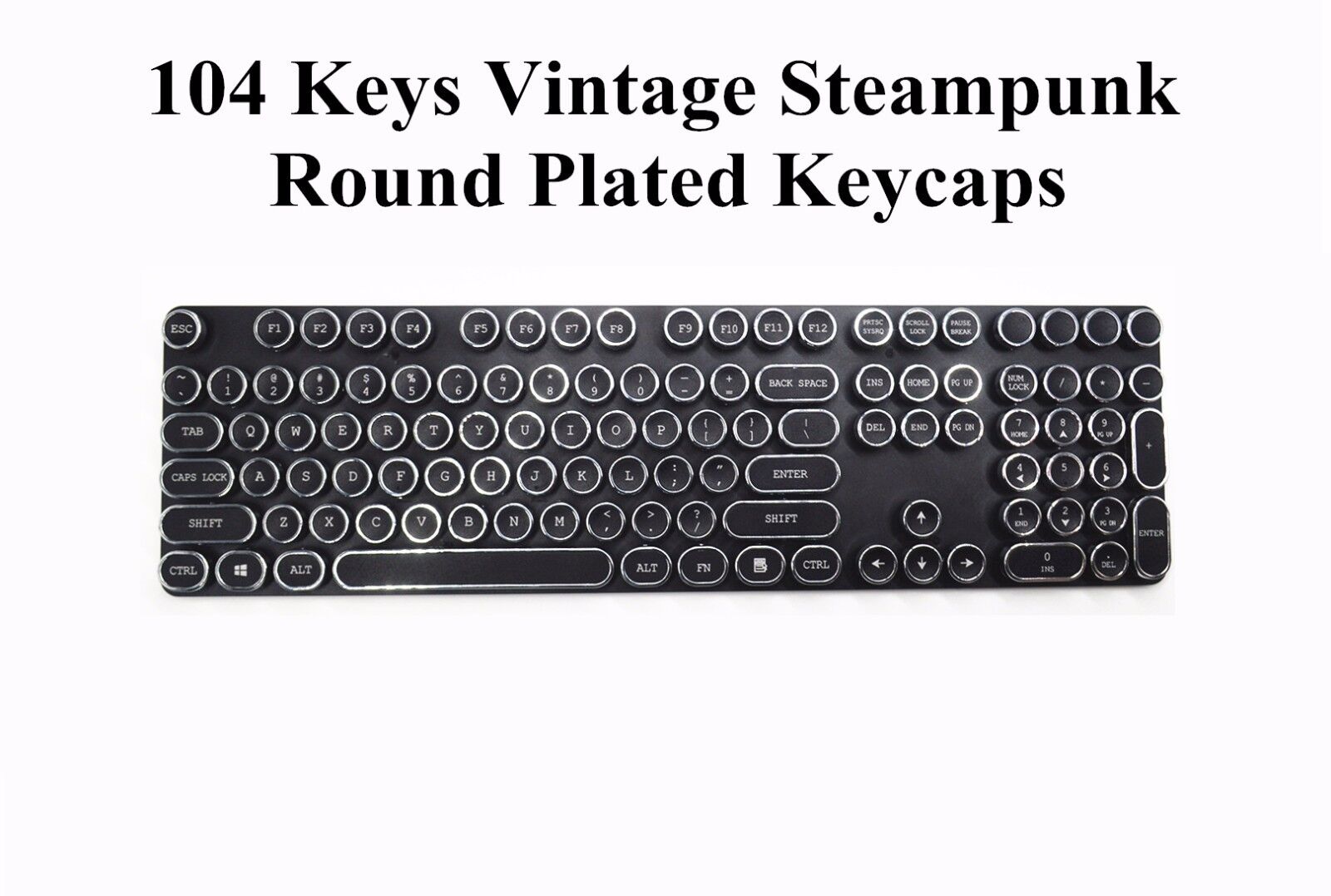 Steampunk Round Plated Typewriter Keycap OEM for Cherry MX Mechanical Keyboard