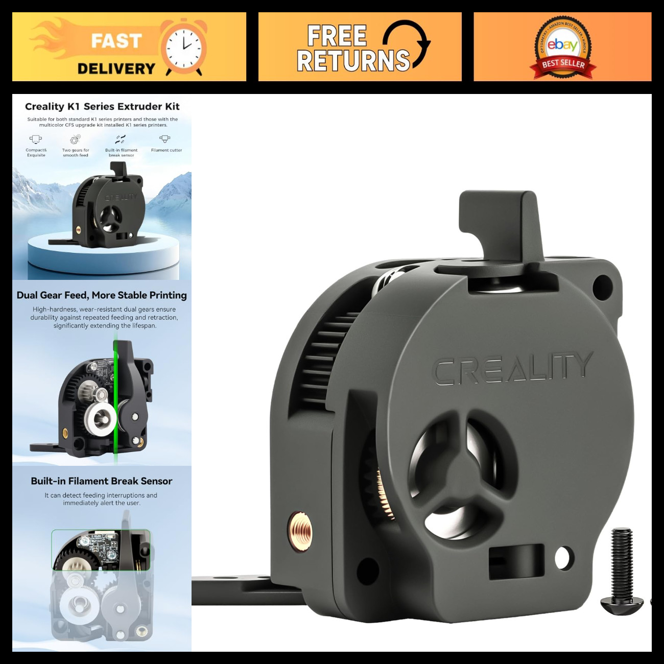 Upgrade Extruder Kit for K1/K1C/K1 SE/K1 Max - Multicolor CFS, Filament Sensor,
