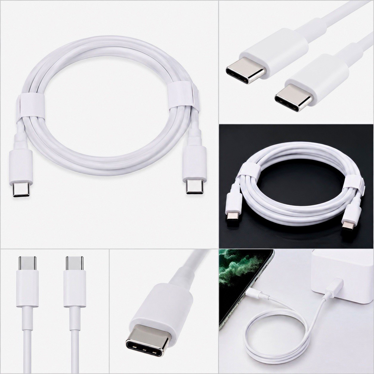 USB-C to USB-C Fast Charging 60W  Data Transfer Cable 1m White Universal