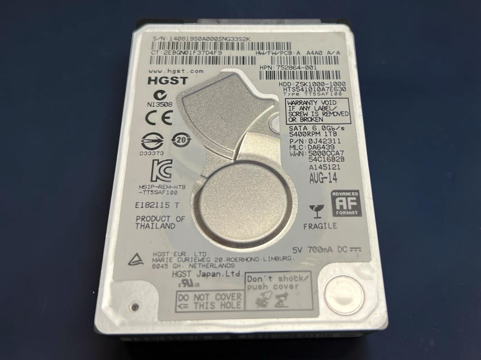 HGST HTS541010A7E630 1TB 2.5” SATA III 5400RPM Laptop HDD 752864-001