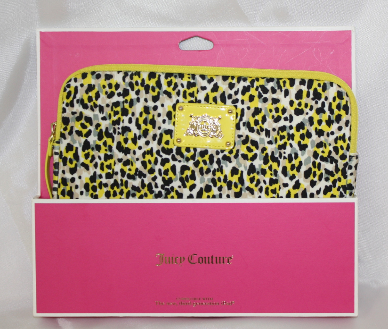 Juicy Couture IPad Sleeve New Yellow Leopard Print Neoprene 3RD GEN iPad