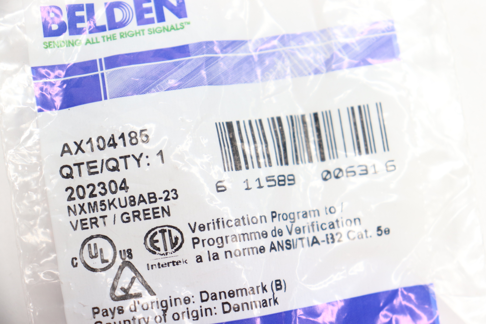 Belden CAT5E Modular Jack RJ45 KeyConnect Style Green AX104185