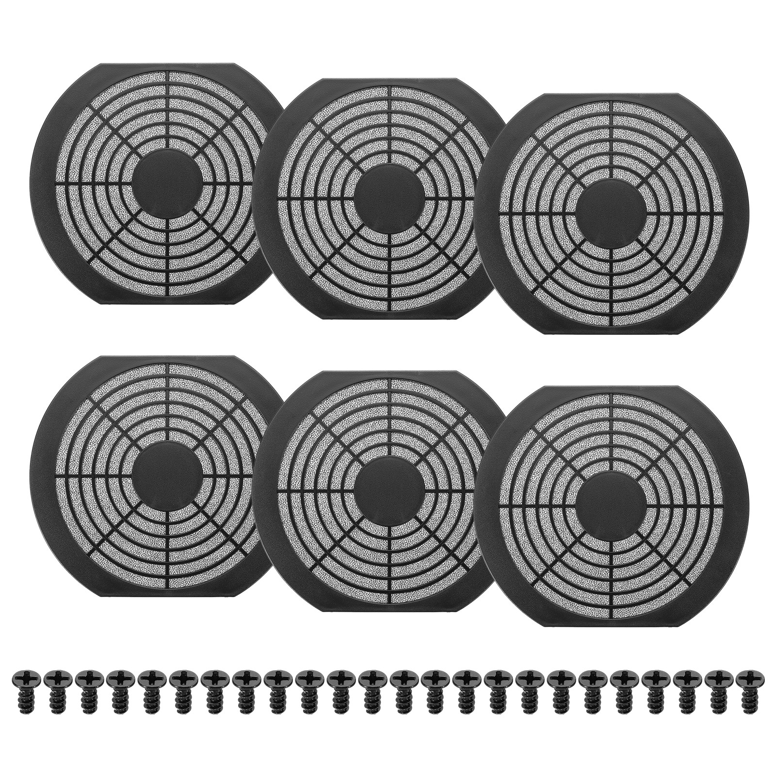 6Pcs 170mm Fan Filter Grill Plastic Ventilation Grill Cover with Screws, Black