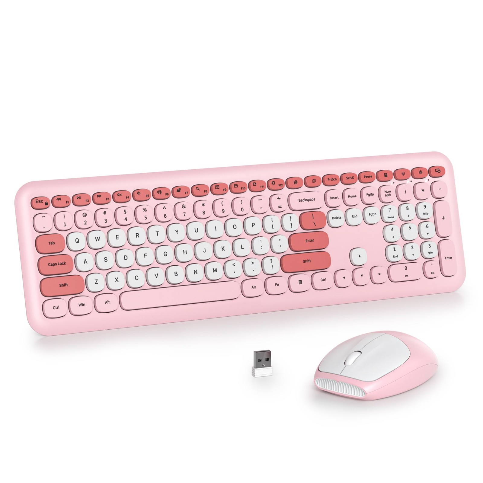 iRoboosta Pink Colorful Wireless Keyboard and Mouse Combo Set, Gradient
