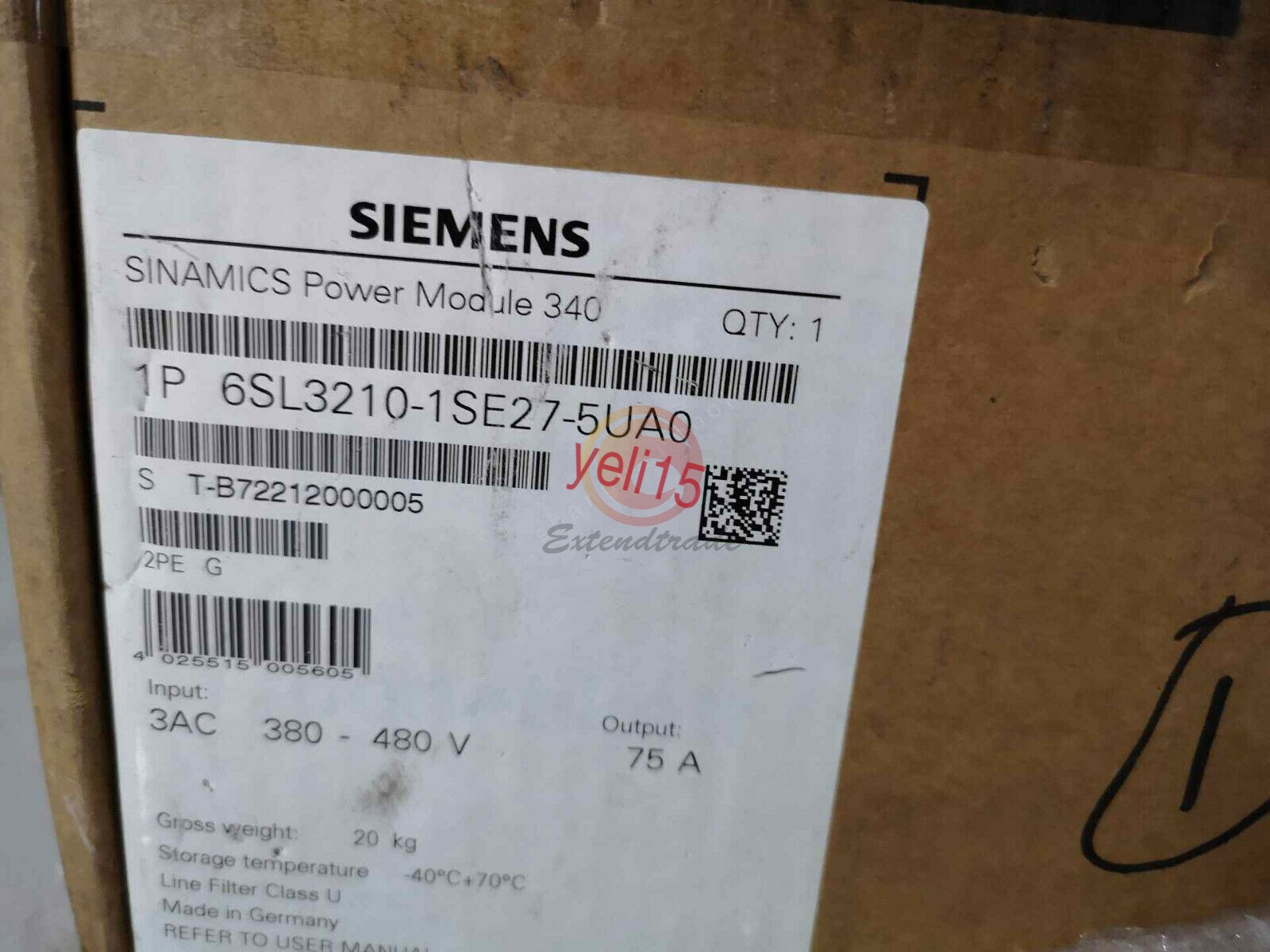 ONE NEW SIEMENS 6SL3210-1SE27-5UA0 S120 Inverter 37KW