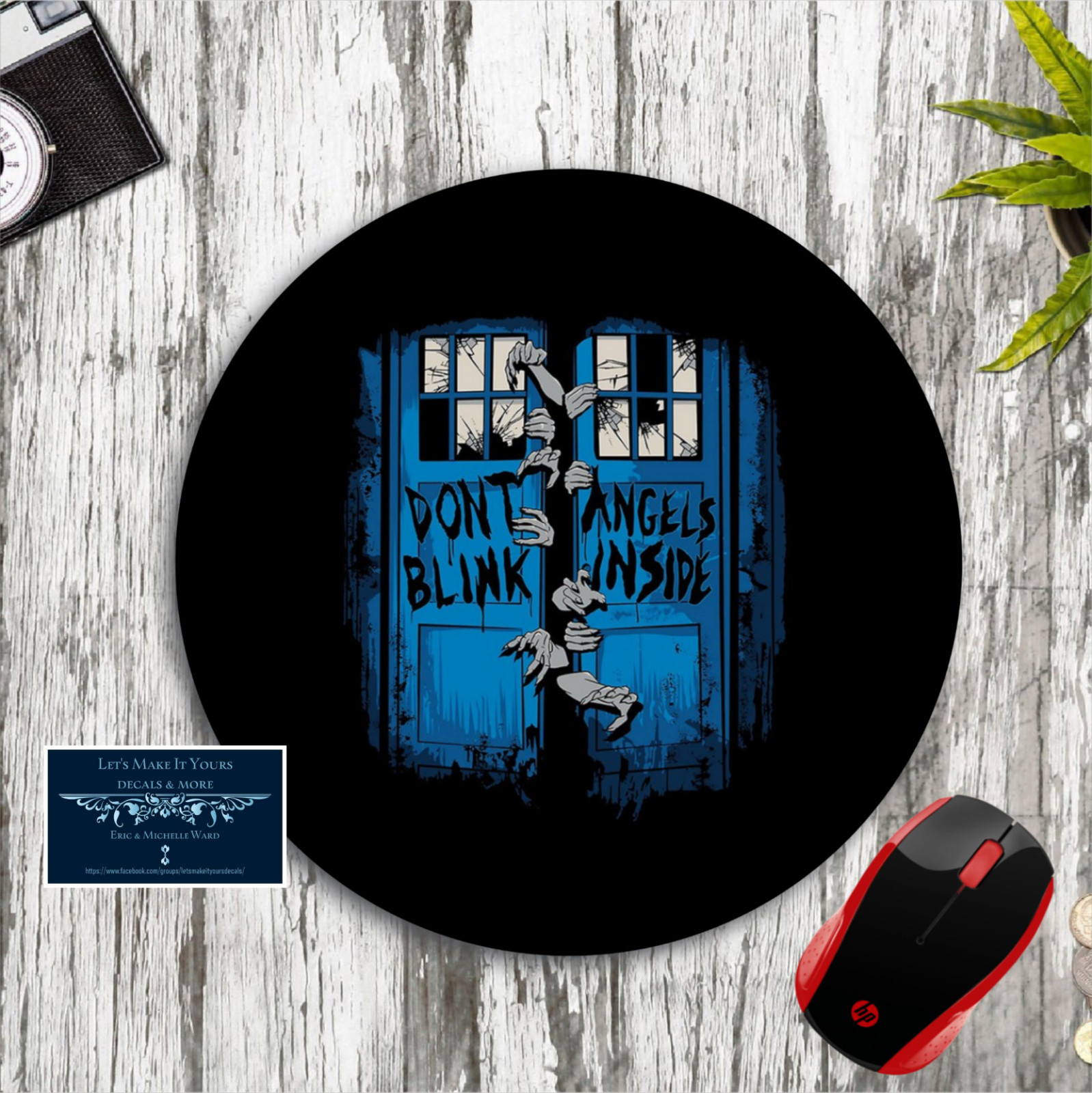 DOCTOR WHO TARDIS DON'T BLINK CUSTOM ROUND MOUSE PAD DESK MAT SCHOOL OFFICE
