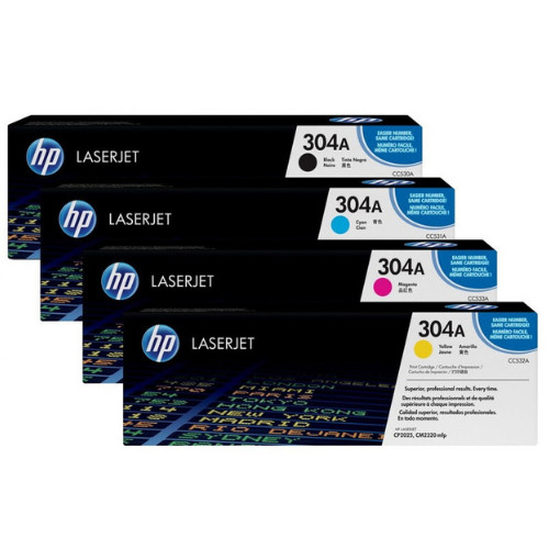 HP 304A Toner Cartridge Set 4 Black Cyan Magenta Yellow, LaserJet CP2025, CM2320