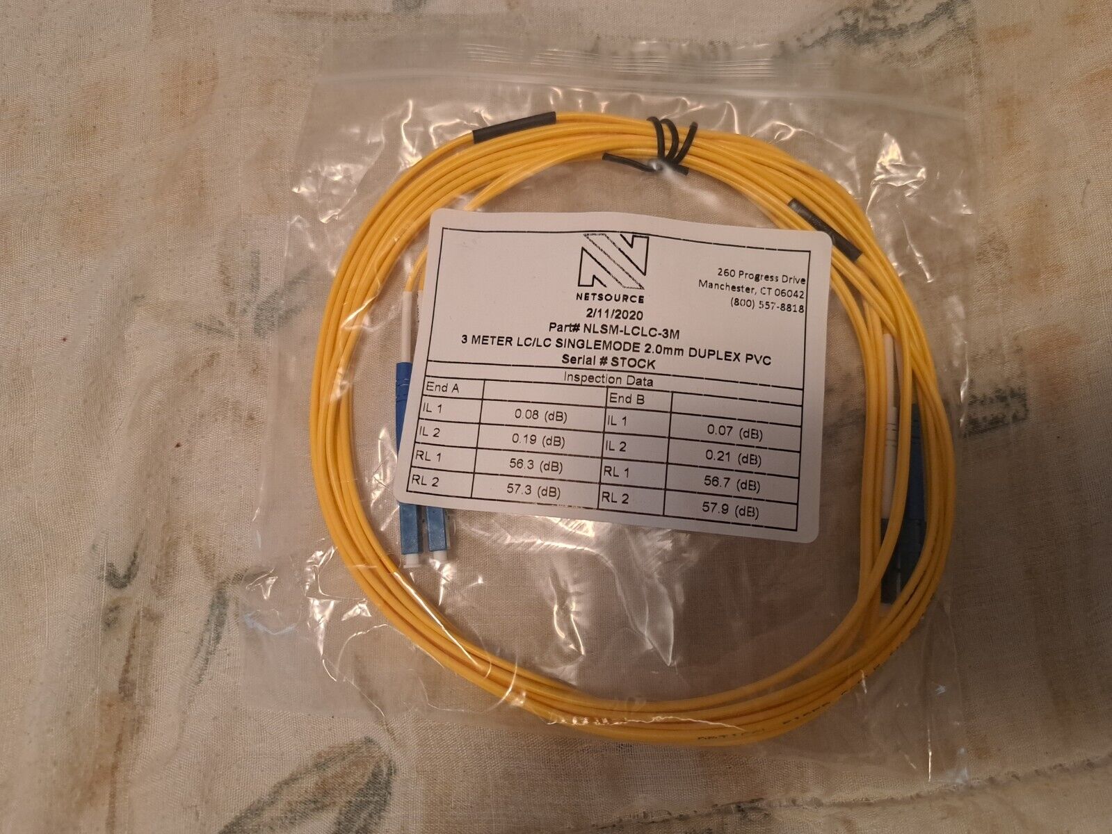 4-Pack LC to LC Fiber Optic Patch Cable 9/125 Singlemode Duplex Yellow 3 meters