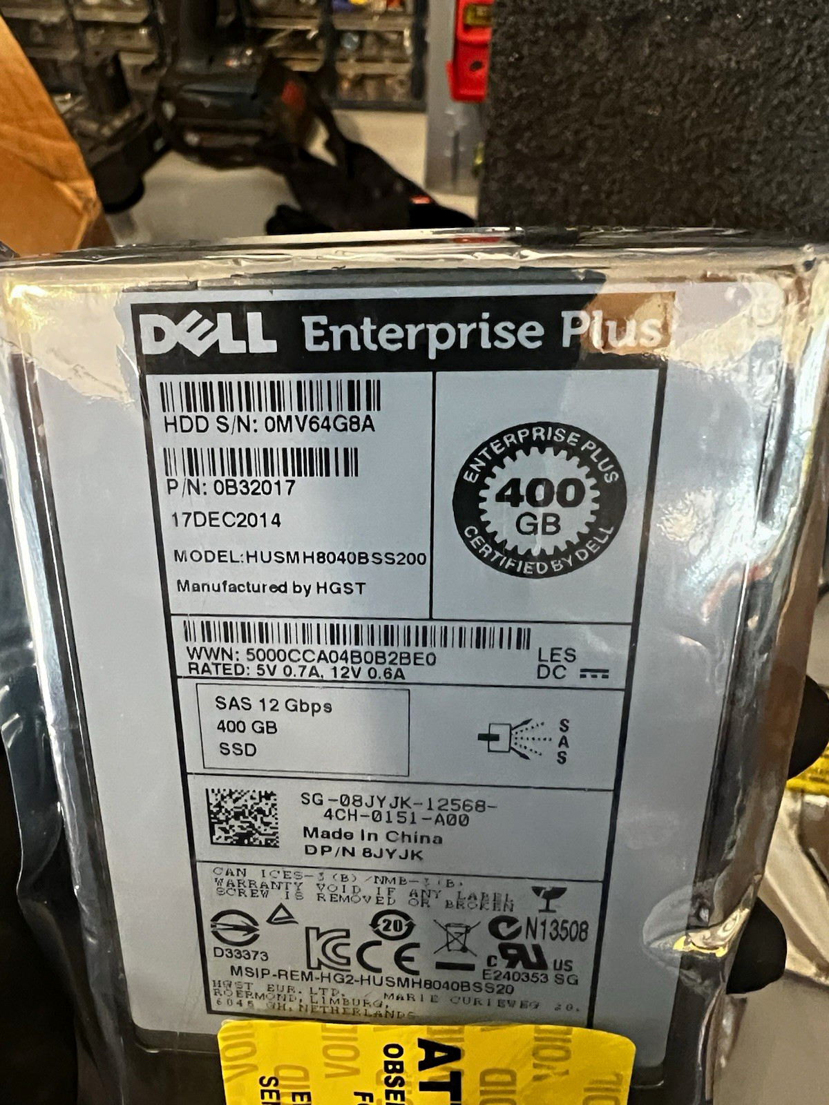 LOT OF 10 Dell 400GB 2.5" 08JYJK SAS 12Gbps SSD HUSMH8040BSS200