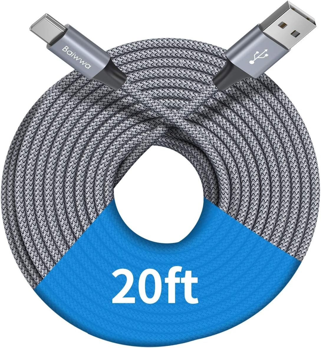 20Ft Extra Long USB Type C Cable A 2.0 To Nylon Braided Charger Cord Compatible