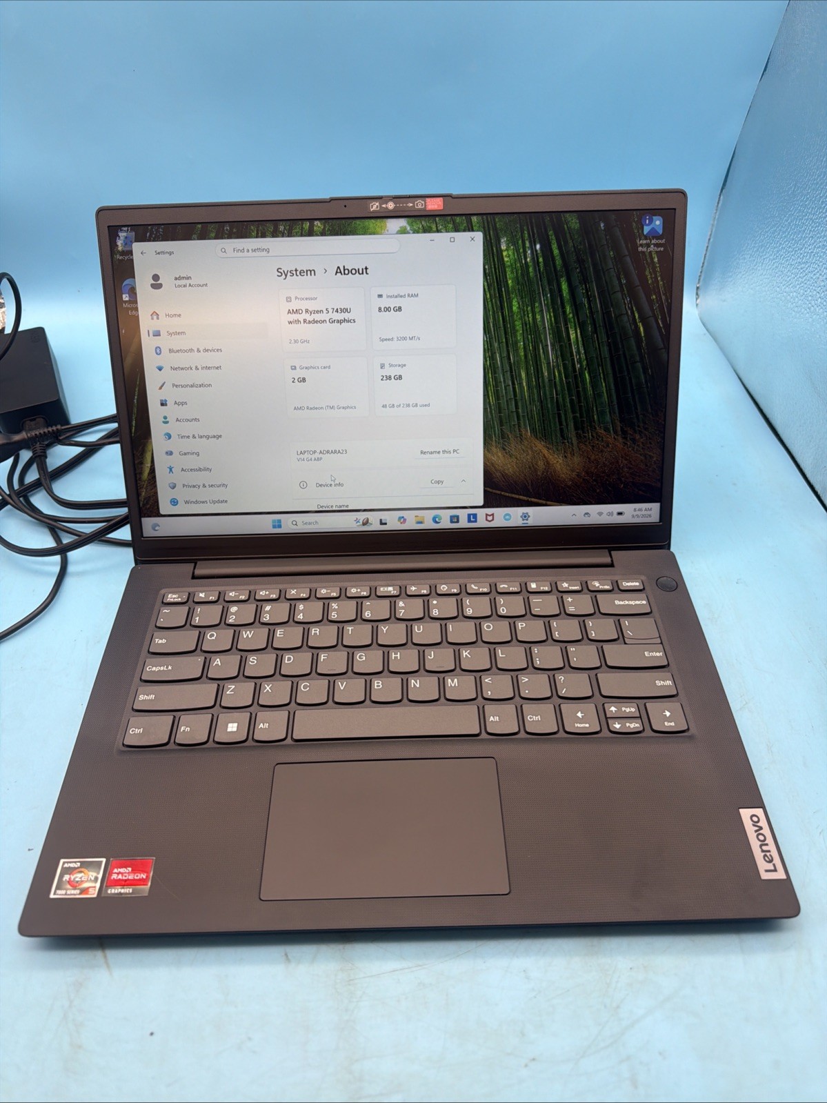 LENOVO V14 G4 ABP 14" Ryzen 5 7430U 8GB 256GB SSD Windows 11 Pro Laptop