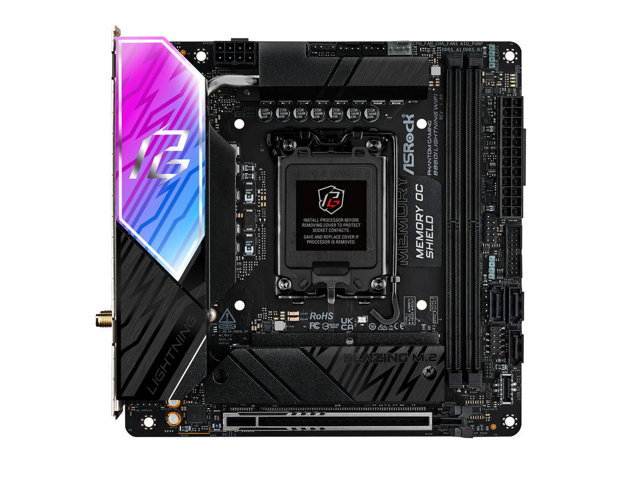 B860I Lightning WiFi LGA 1851 Intel B860 SATA 6Gb/s Intel Core Ultra DDR5 ASRock