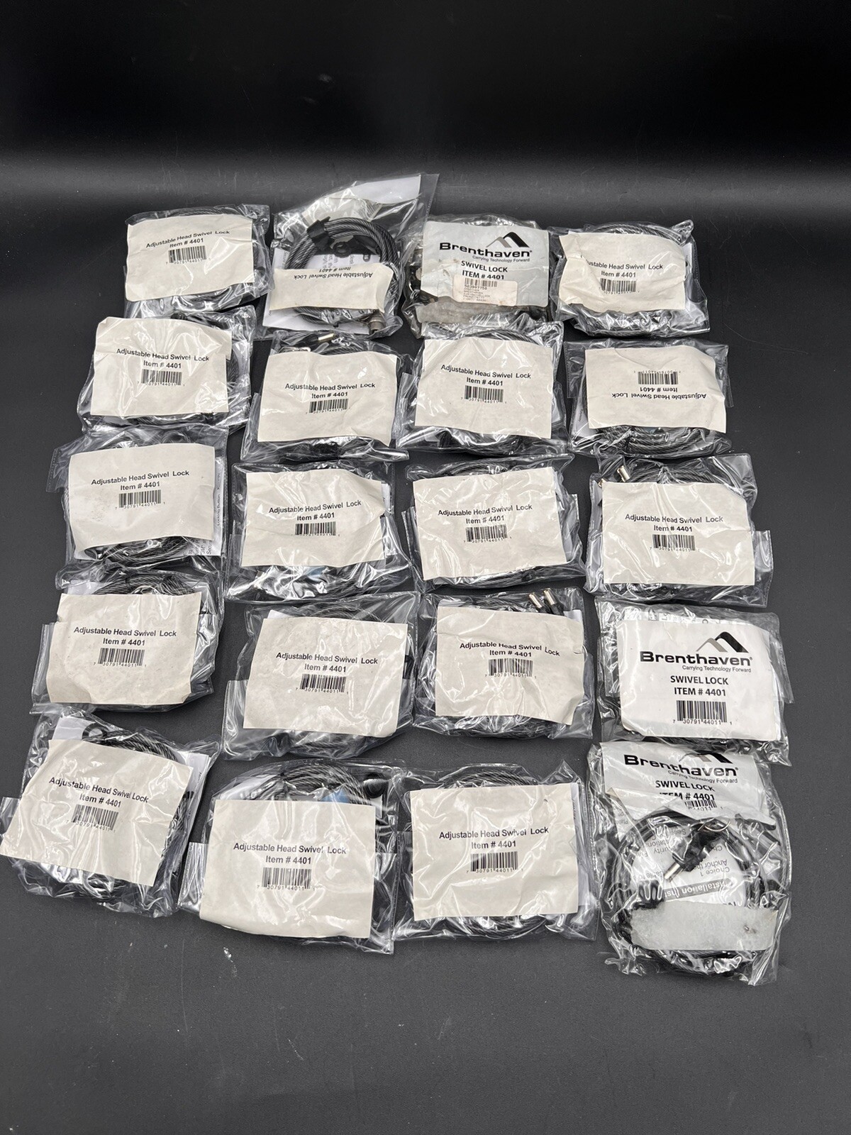 LOT OF 20 Brenthaven Zero Impact Laptop Cable Adjustable Head Swivel Lock 4401