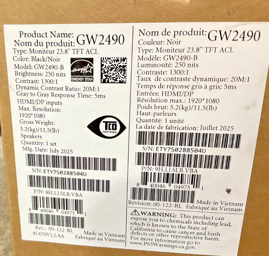 BenQ GW2490 23.8" LED LCD Monitor 1080p GW2490 ✅ ❤️️ ✅ ❤️️ NEW ✅ ❤️️ ✅ ❤️
