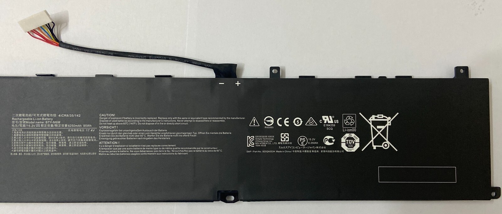 Genuine MSI BTY-M6M Battery MSI Creator 15 A10SD 15 A10SF MSI GS66 Stealth 10SFS