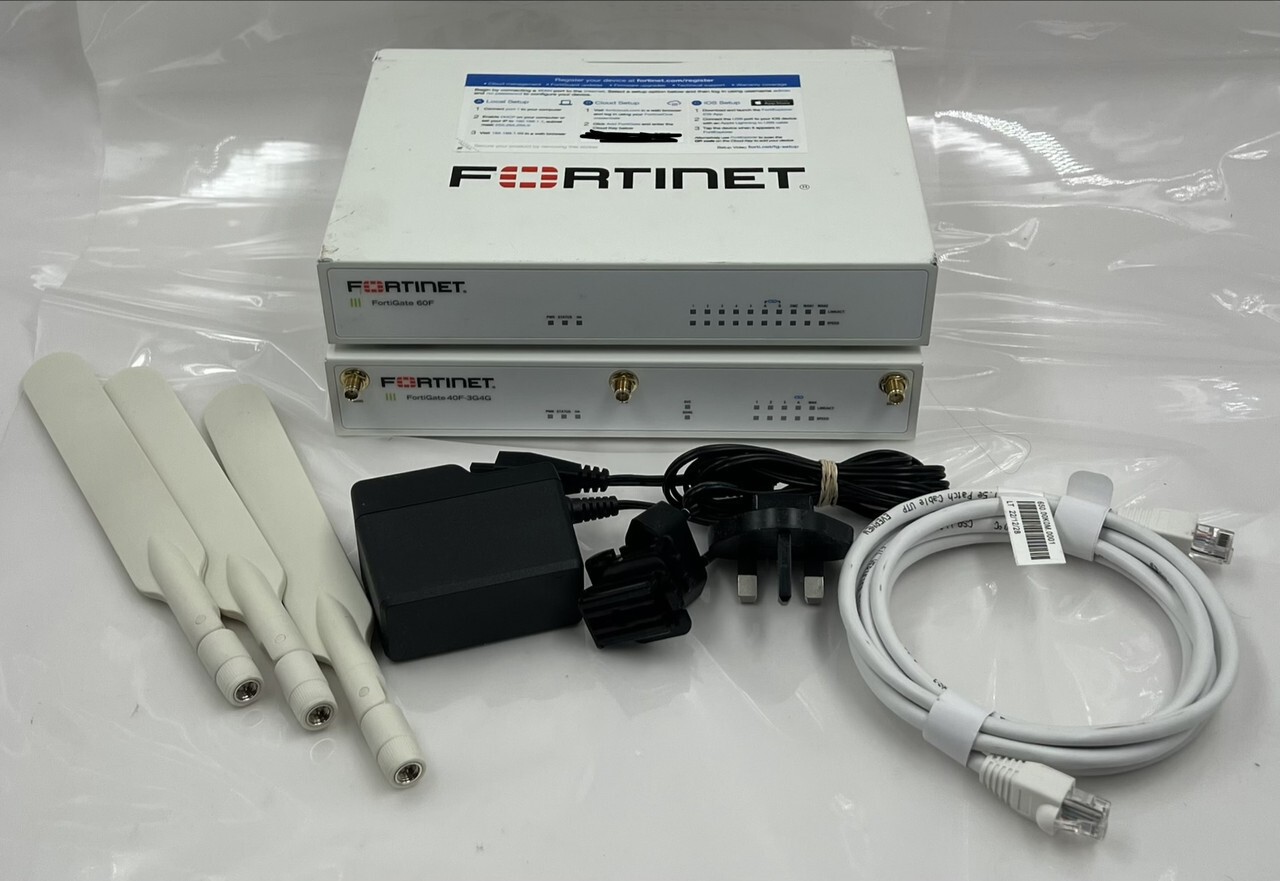 LOT OF 2 FORTINET FORTIGATE FIREWALL 40F-3G4G & FG-60F SECURITY APPLIANCE