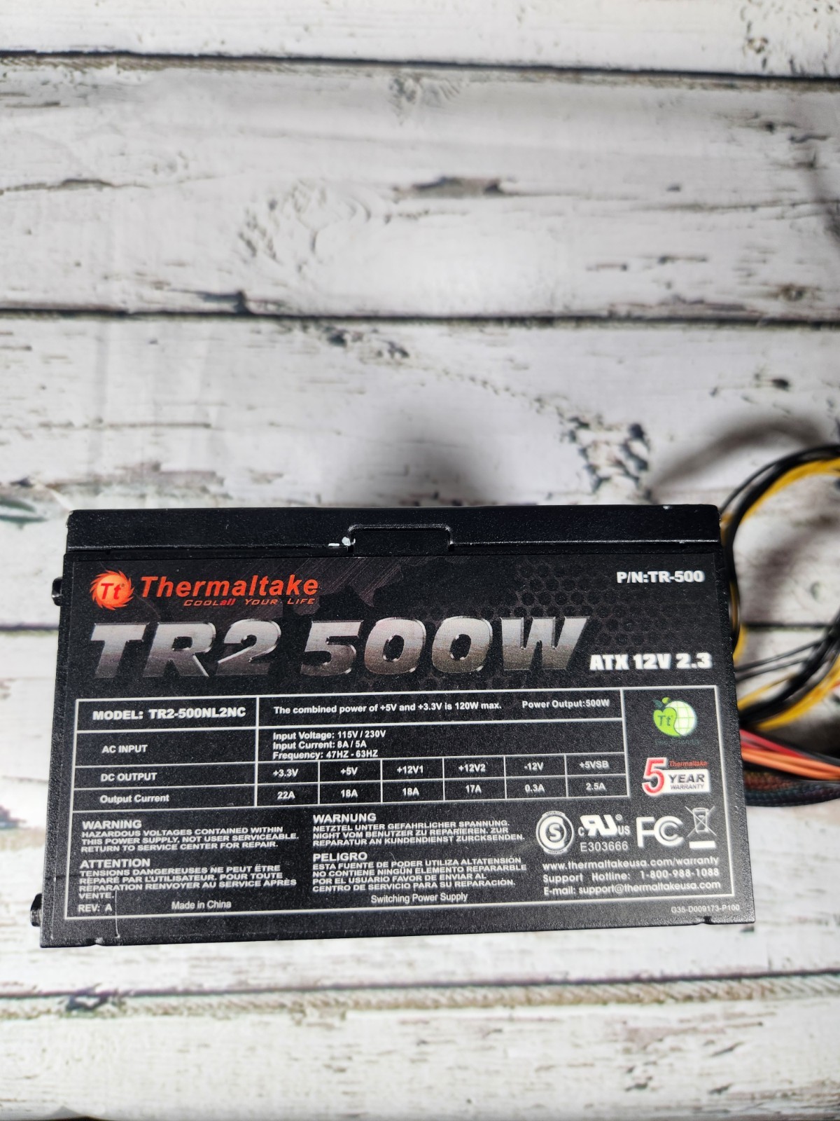 Thermaltake TR2 500W TR2-500NL2NC Power Supply TESTED WORKING For Pc / Tower