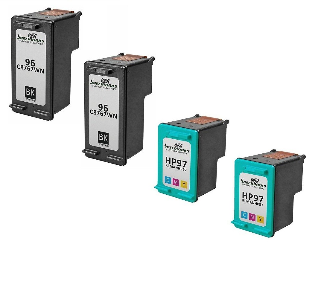 4PK HP 96 97 Ink Cartridge C8767W C9363W Black & Tri-Color Combo Set 5740 5743